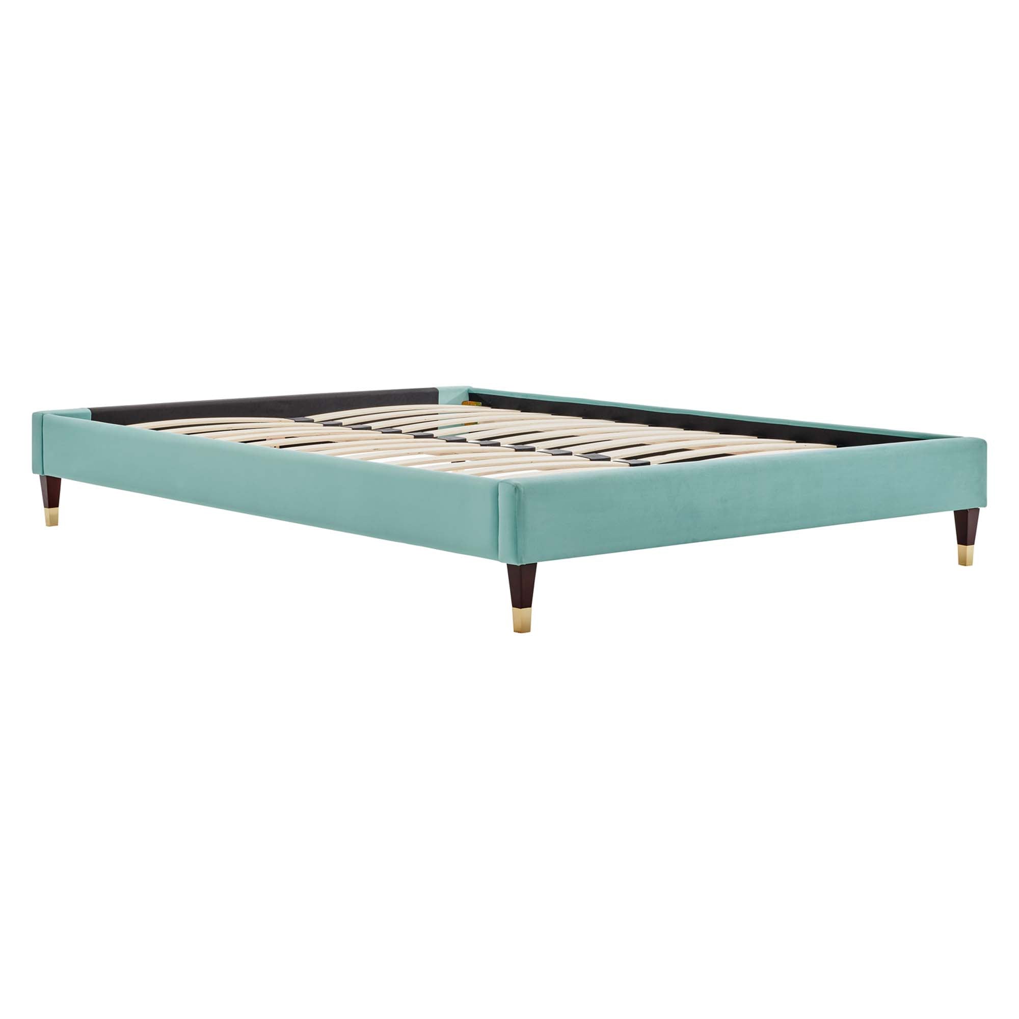 Orweth Queen Performance Velvet Platform Bed Stain Resistant Frame