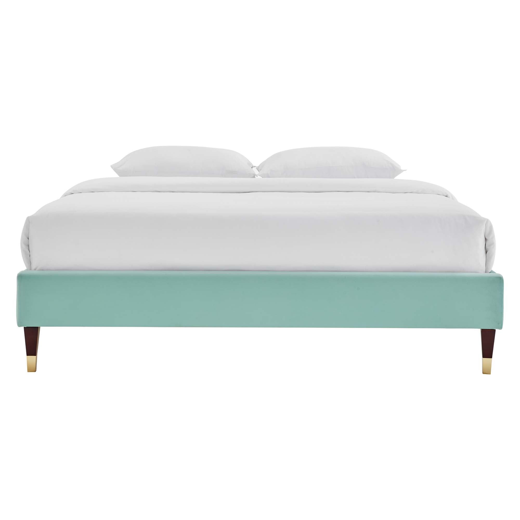 Orweth Queen Performance Velvet Platform Bed Stain Resistant Frame