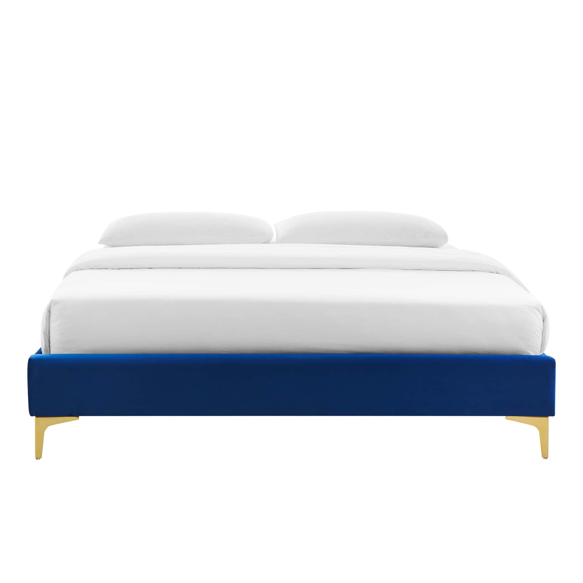 Sutton Performance Velvet Queen Bed Frame, Navy