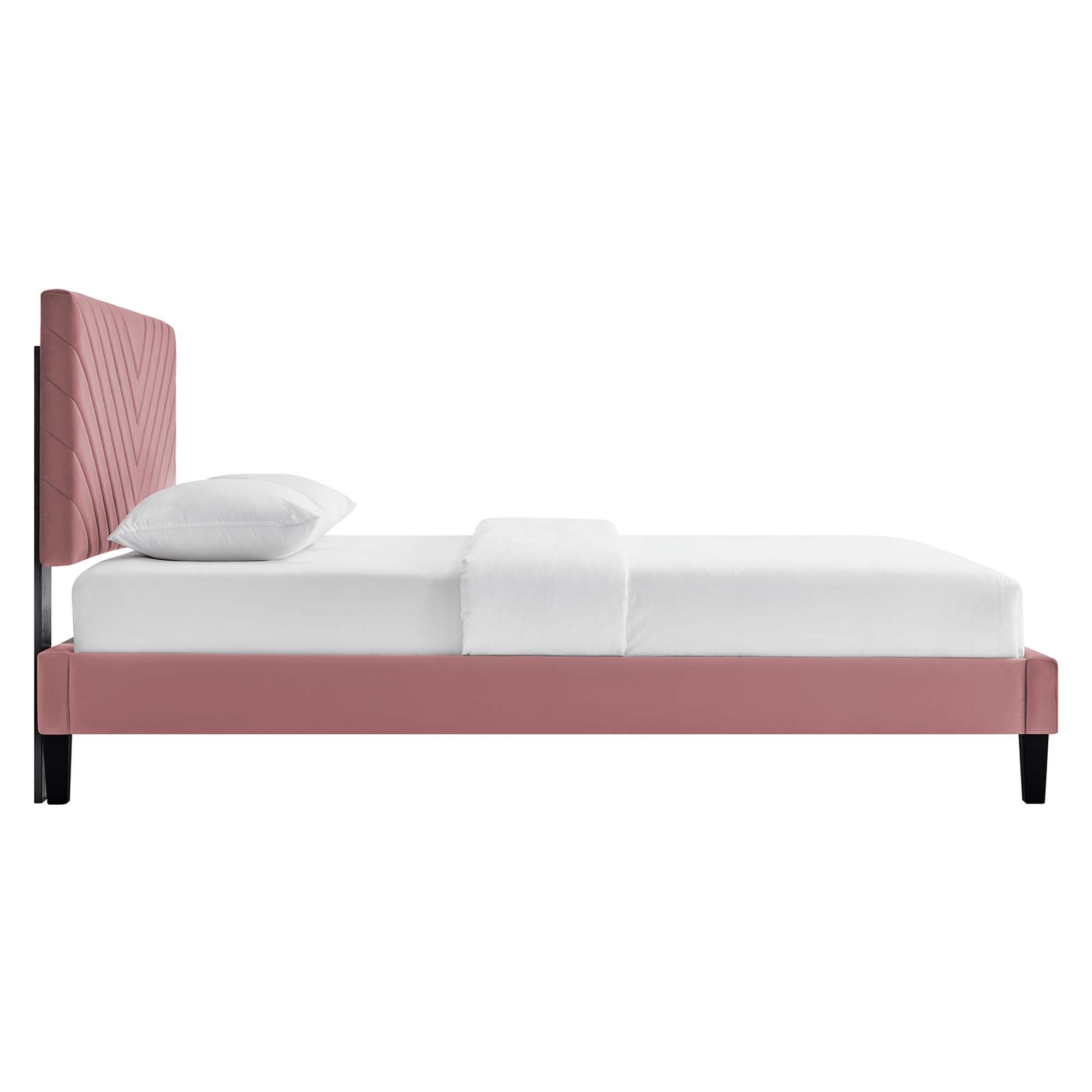 Roxanne Dusty Rose Performance Velvet Queen Platform Bed