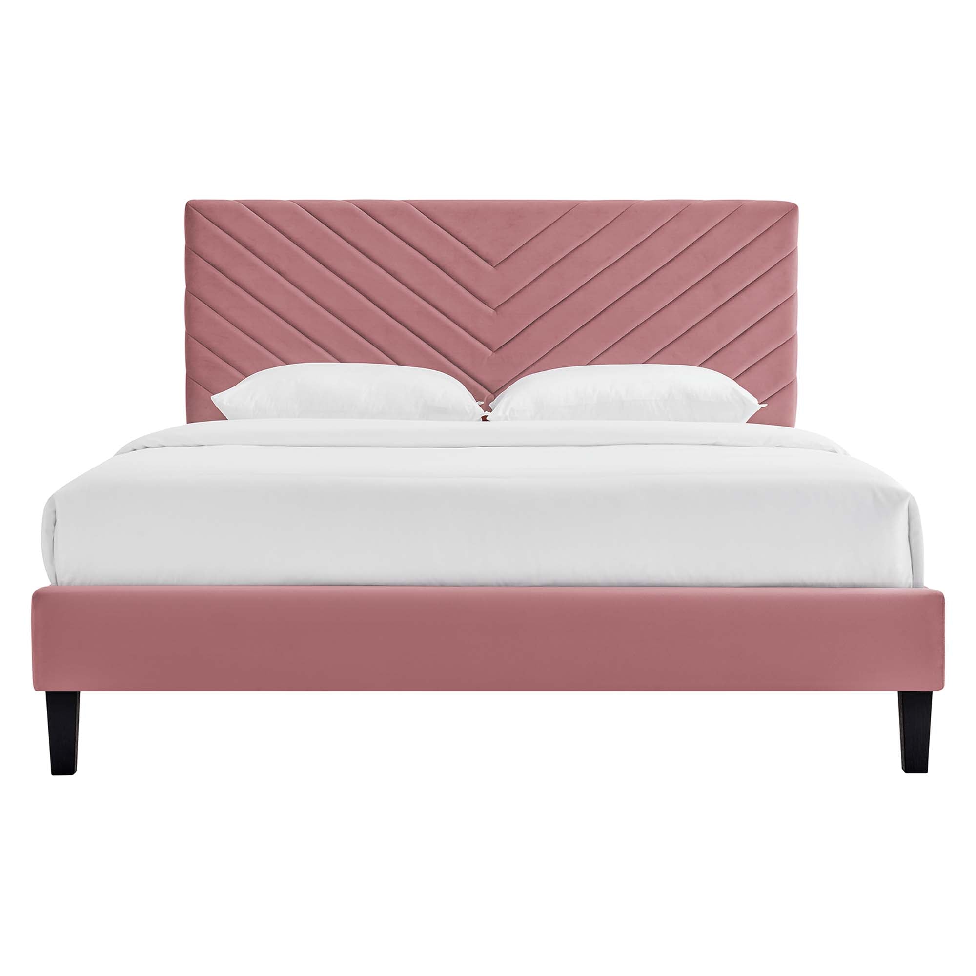 Roxanne Dusty Rose Performance Velvet Queen Platform Bed