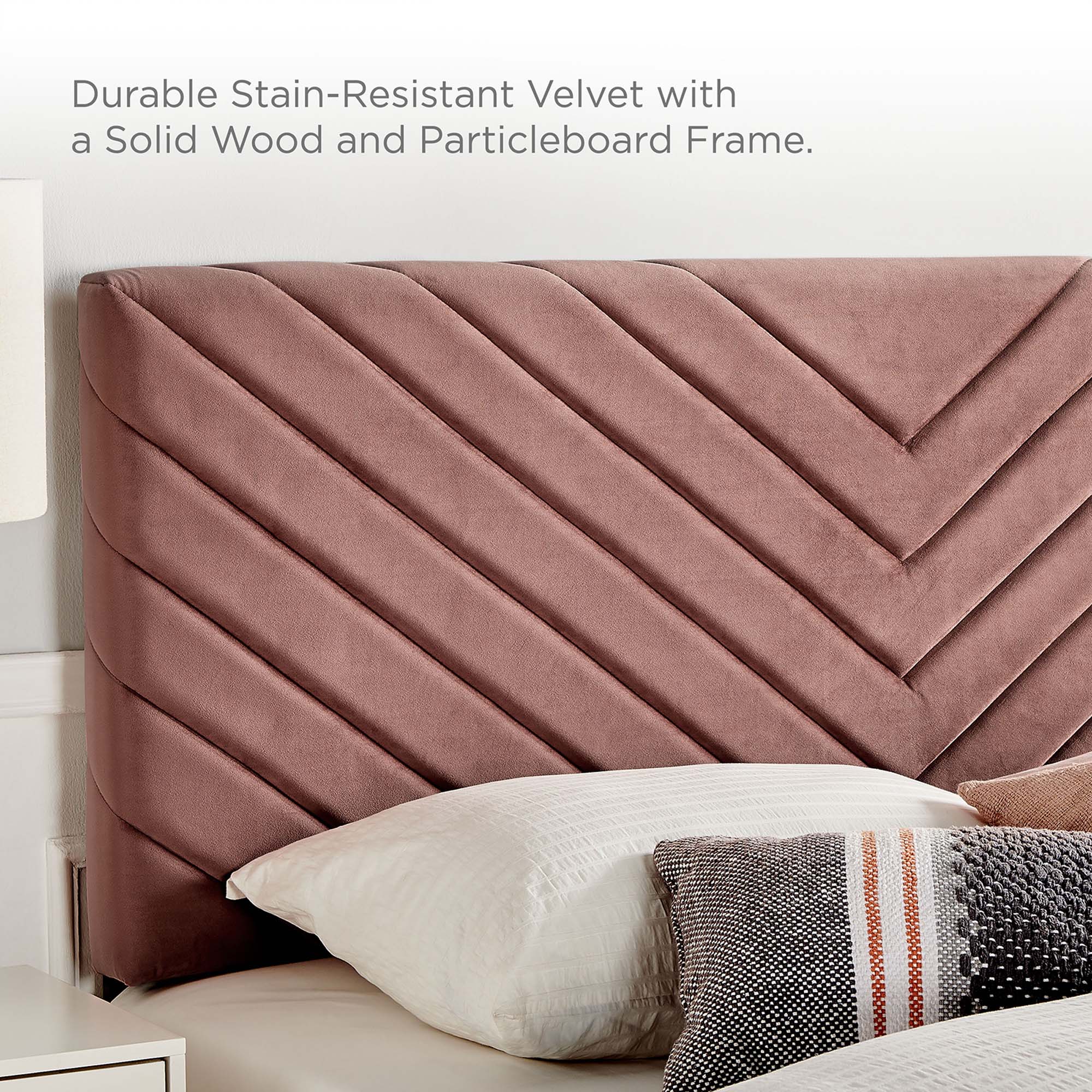 Roxanne Dusty Rose Performance Velvet Queen Platform Bed