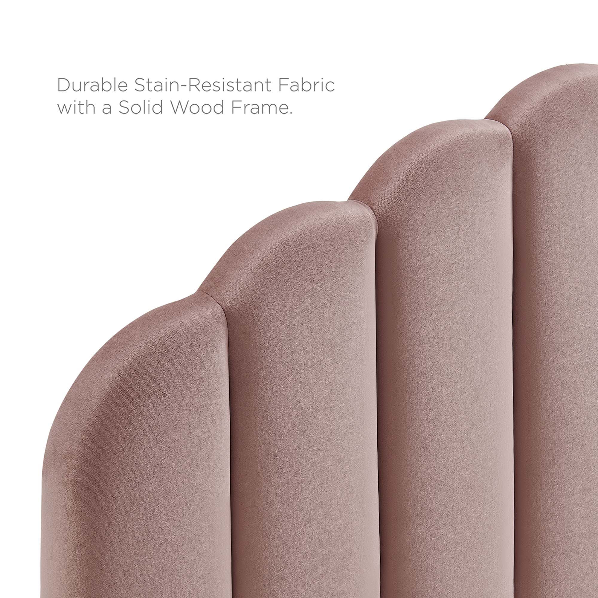 Daisy Performance Velvet Queen Platform Bed, Dusty Rose