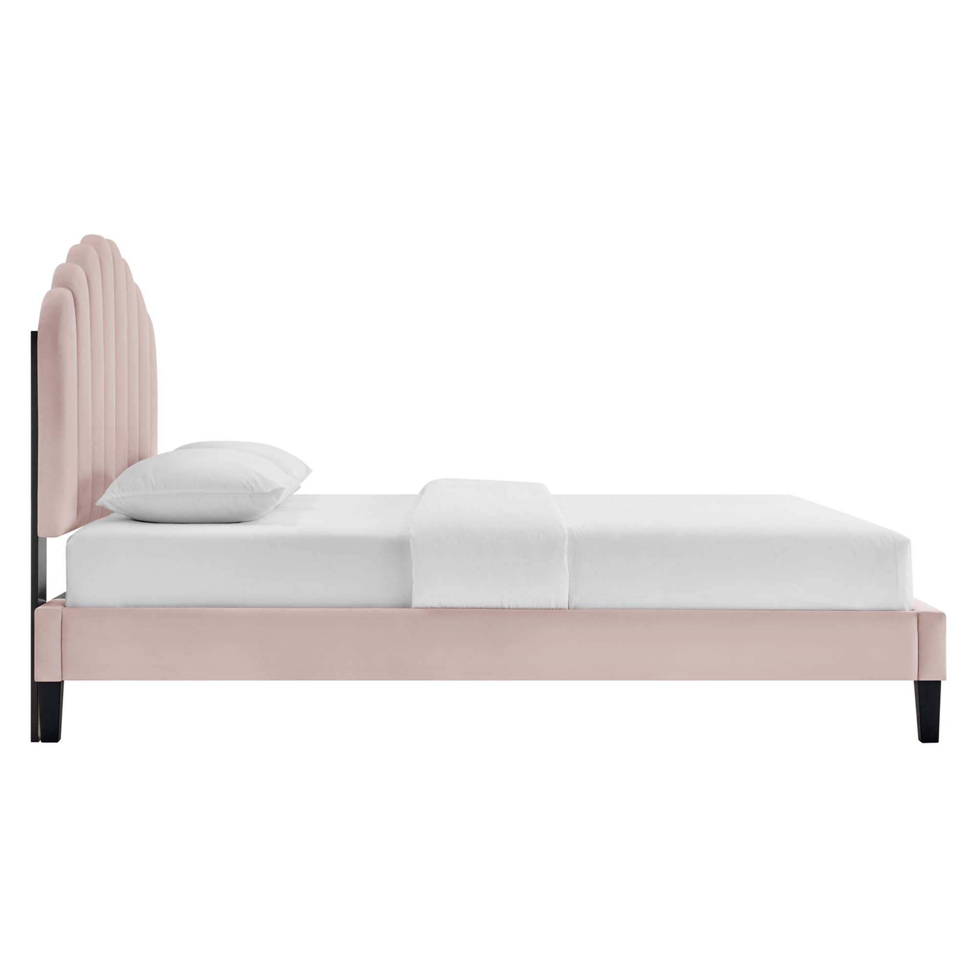 Daisy Pink Performance Velvet Queen Platform Bed