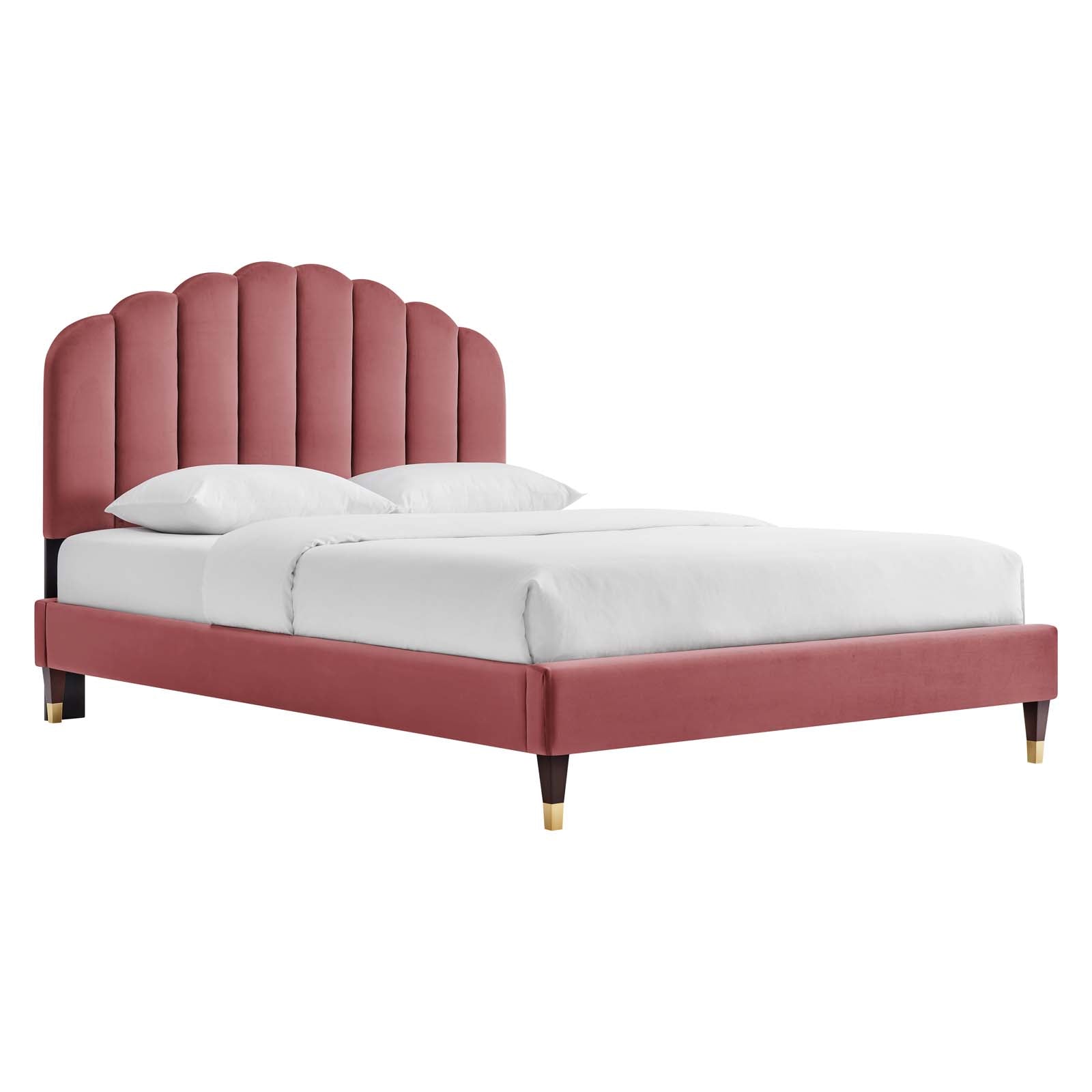 Daisy White Performance Velvet Queen Platform Bed