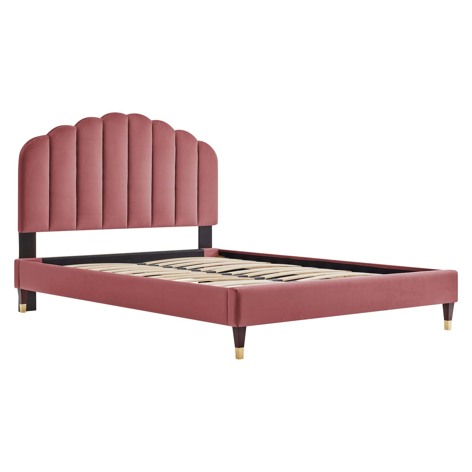 Daisy White Performance Velvet Queen Platform Bed