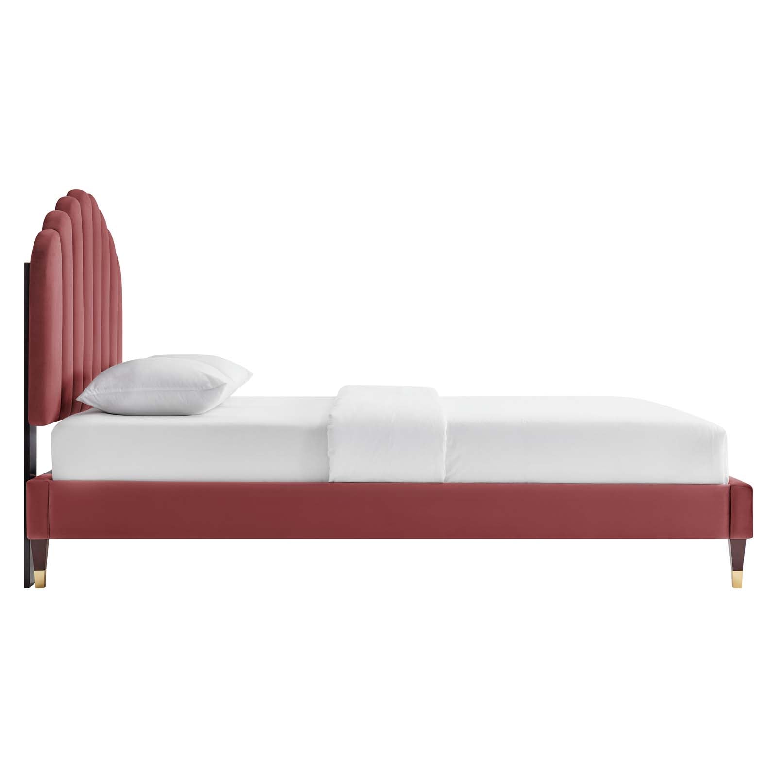 Daisy White Performance Velvet Queen Platform Bed