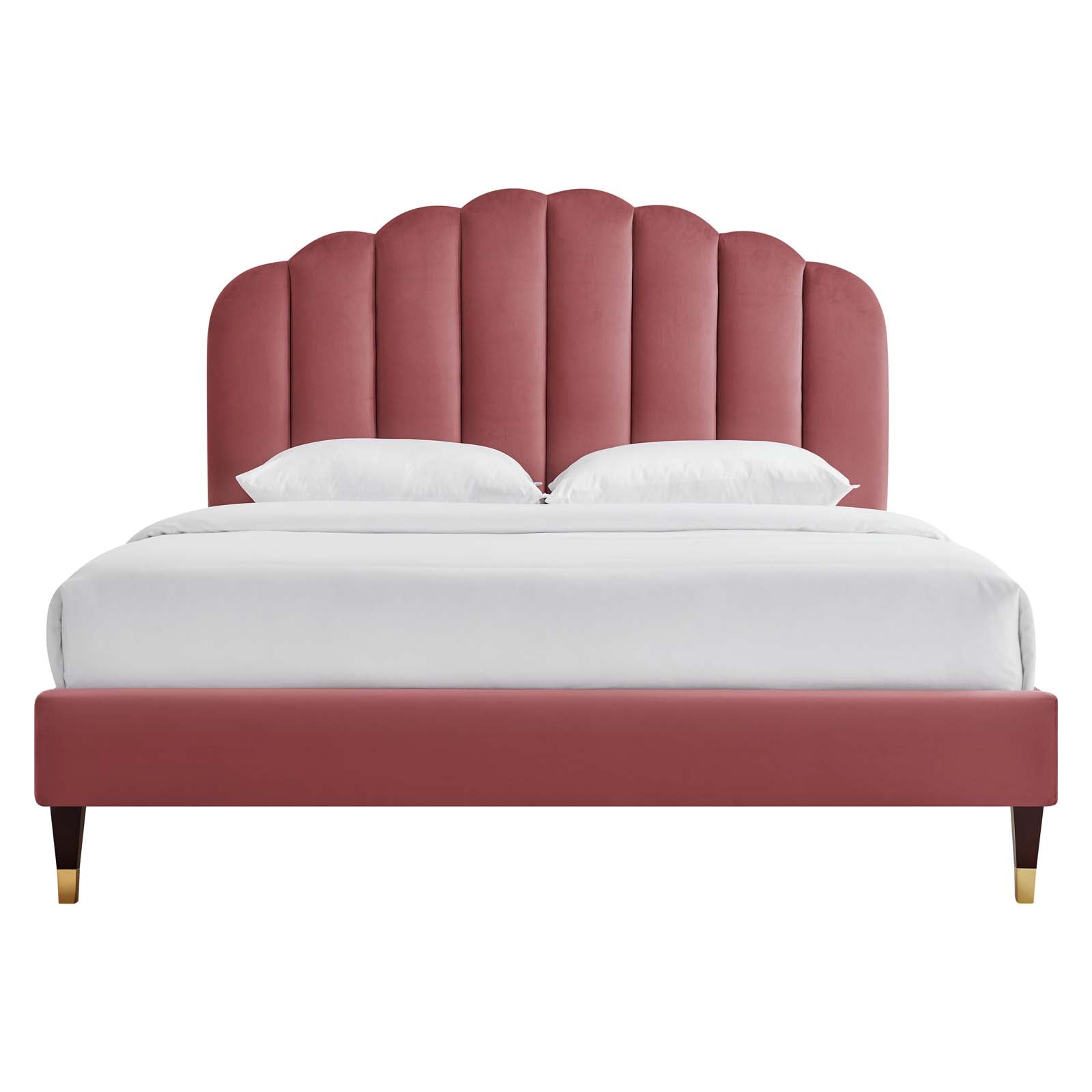 Daisy White Performance Velvet Queen Platform Bed