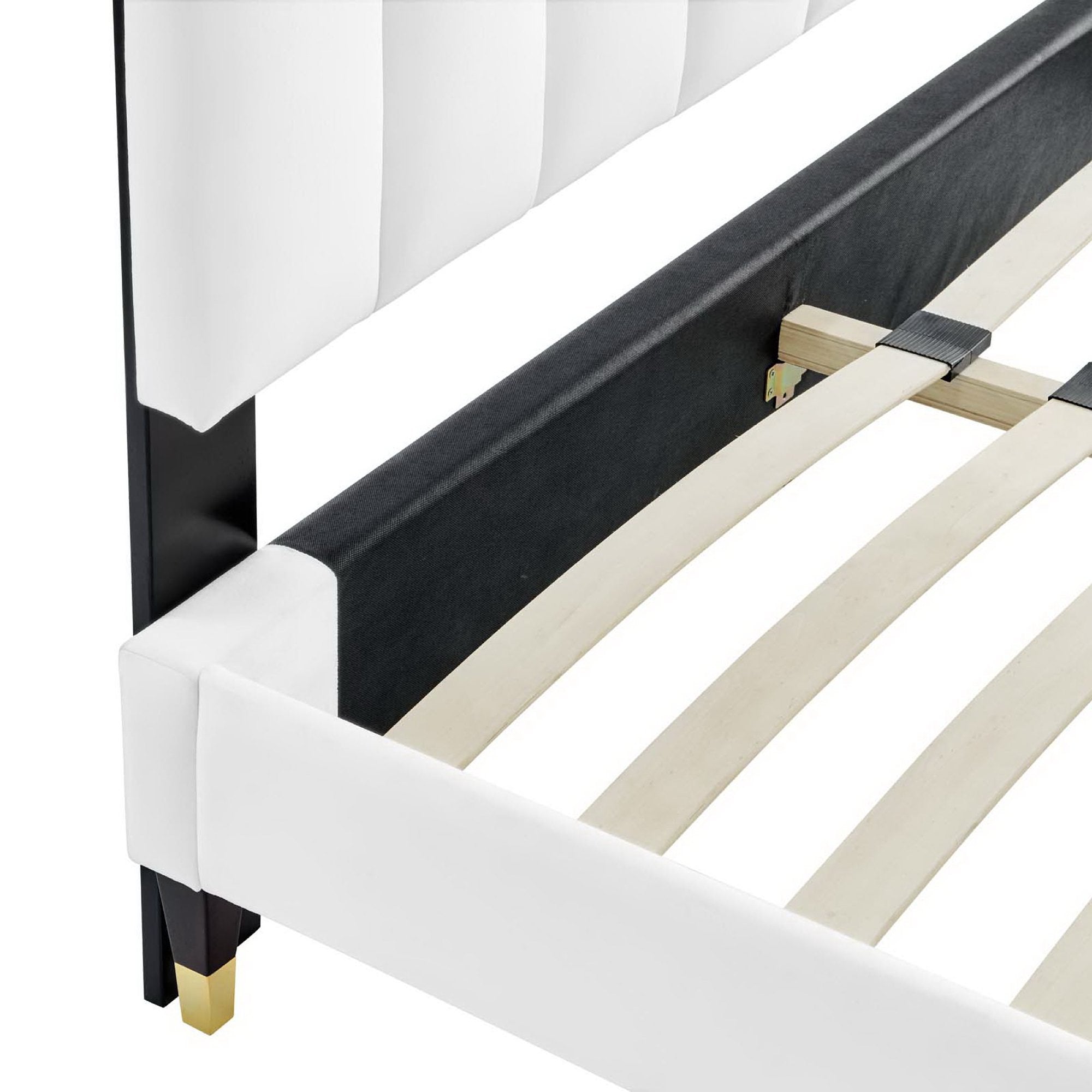 Daisy White Performance Velvet Queen Platform Bed