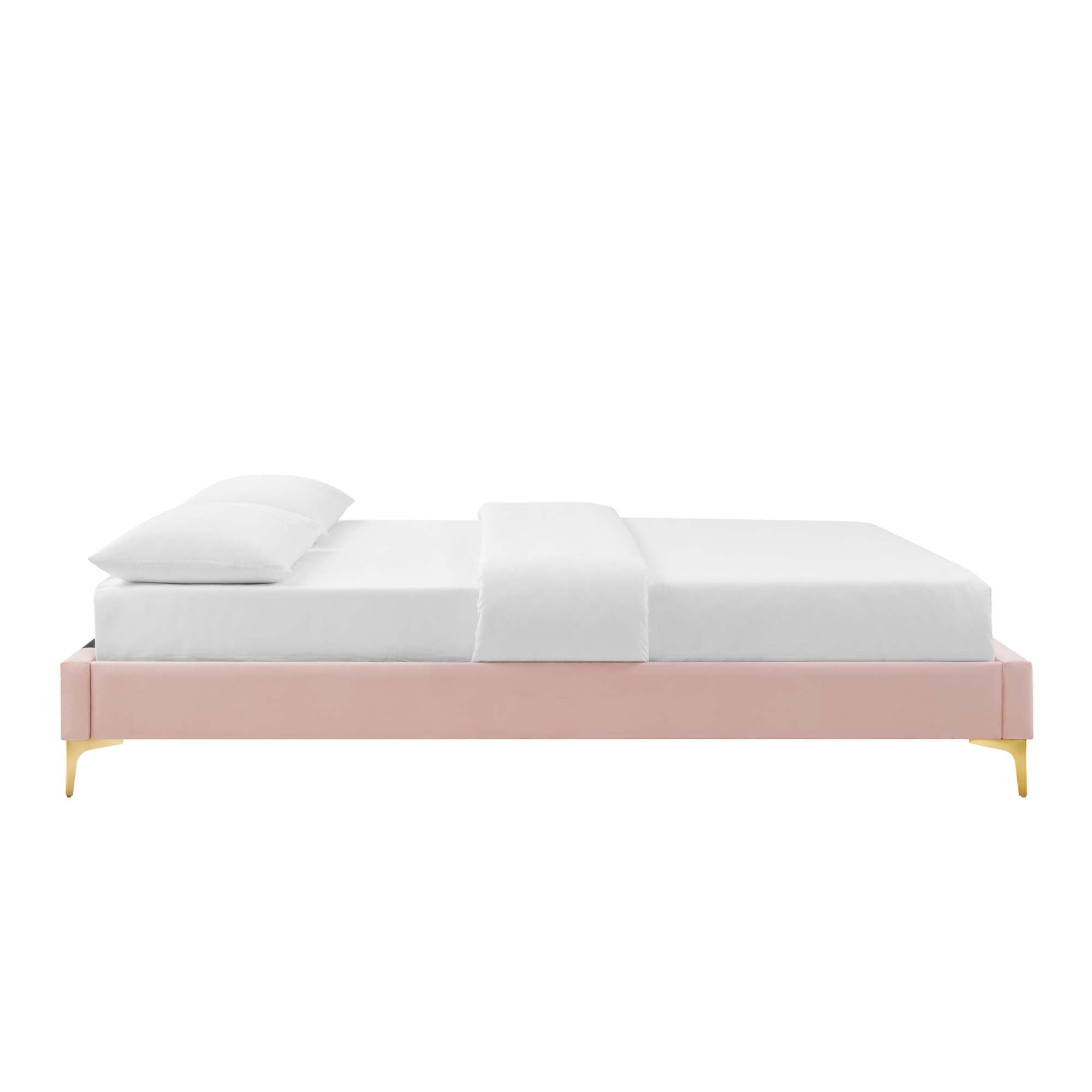 Sutton Performance Velvet Twin Bed Frame, Pink