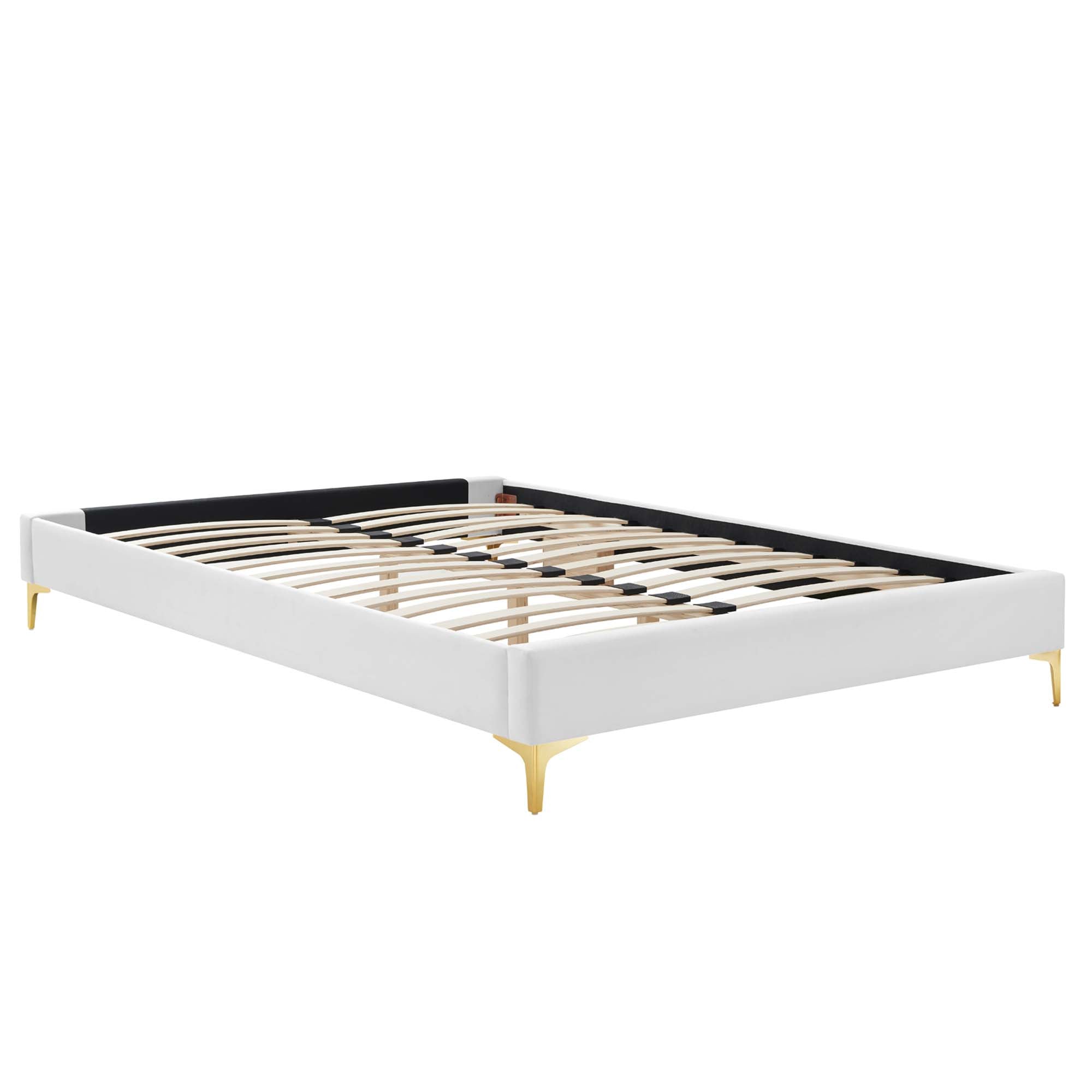 Yorran Twin Platform Bed Frame Performance Velvet – Gold Accent Legs