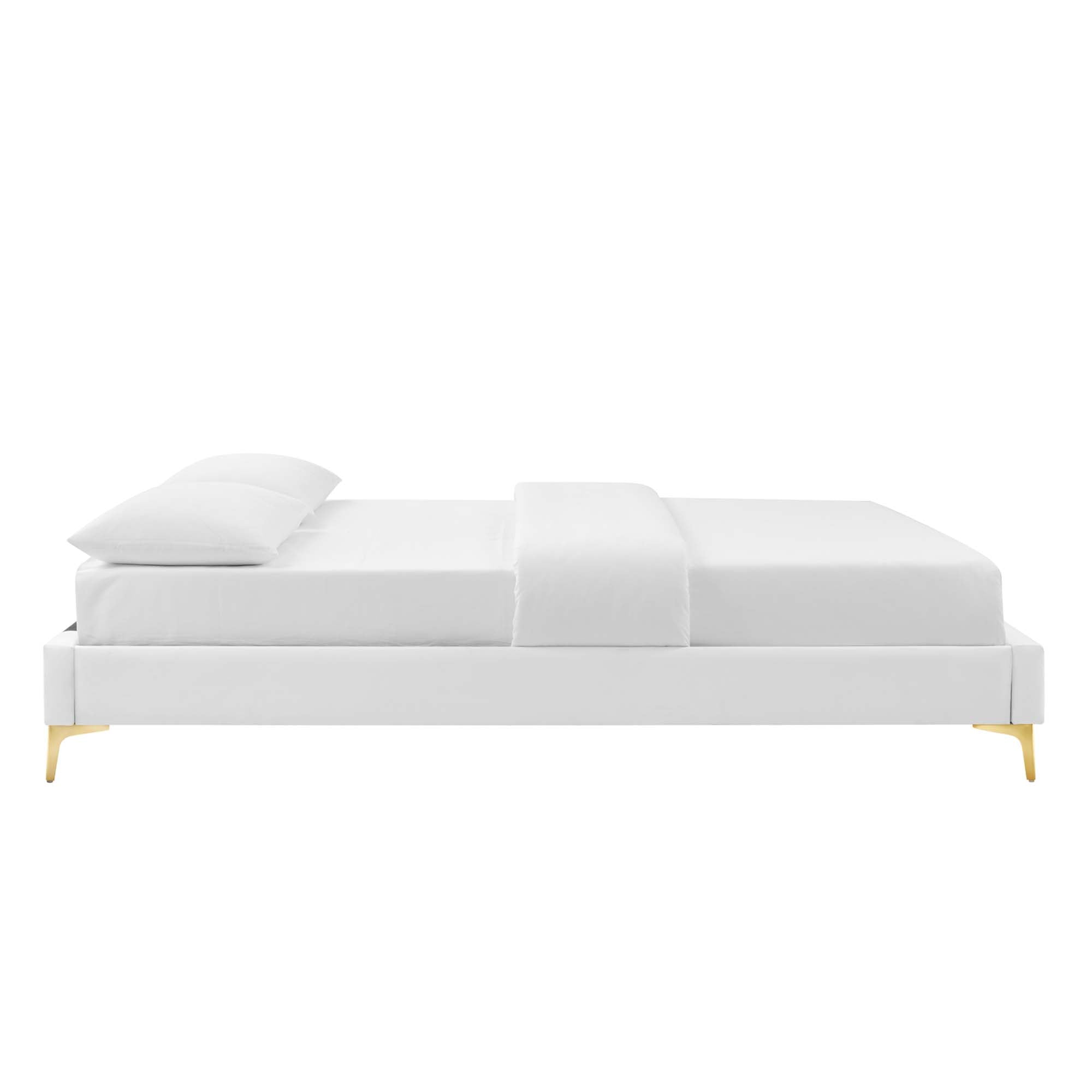 Sutton Performance Velvet King Bed Frame, White