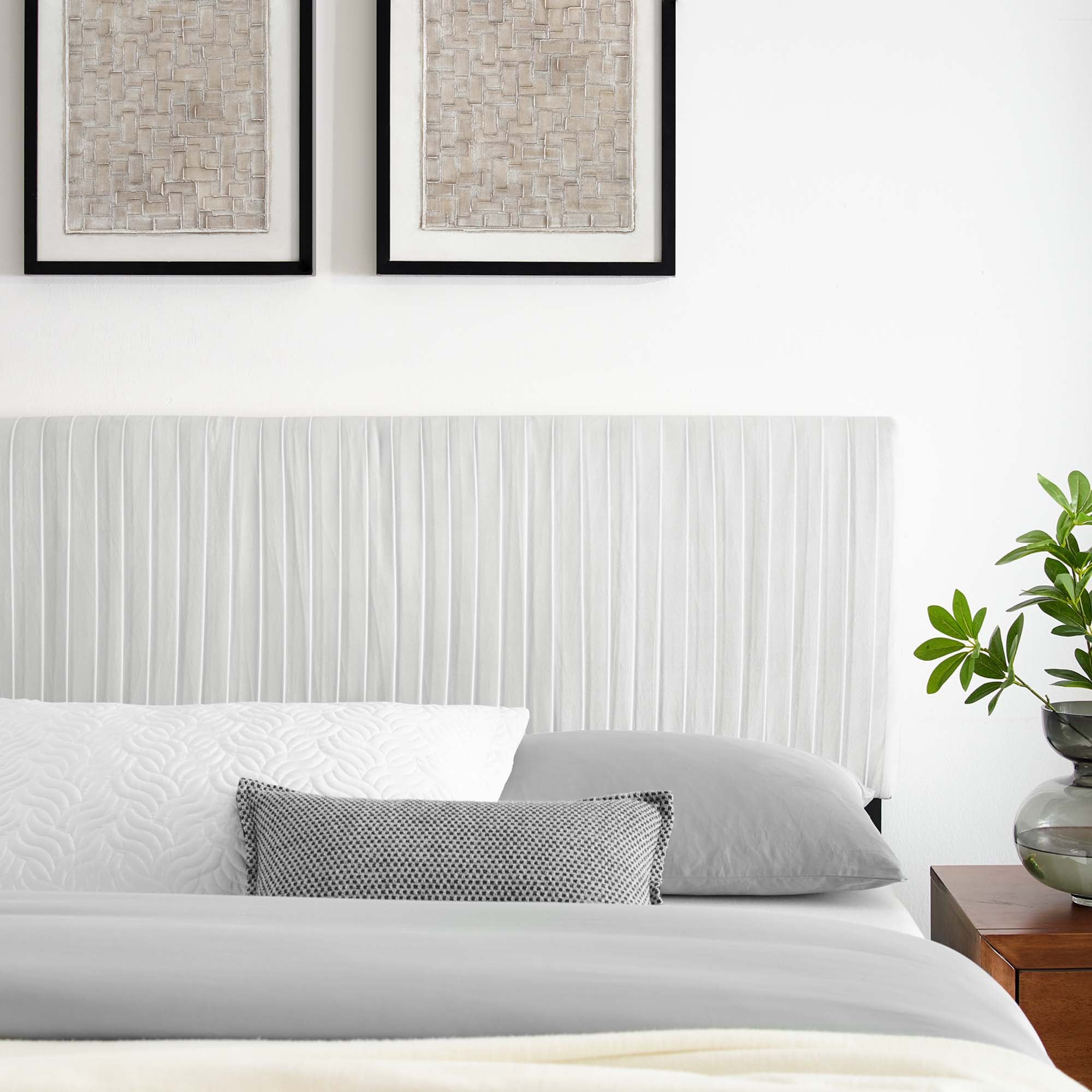 Eloise Channel Tufted Performance Velvet Full/Queen Headboard, White