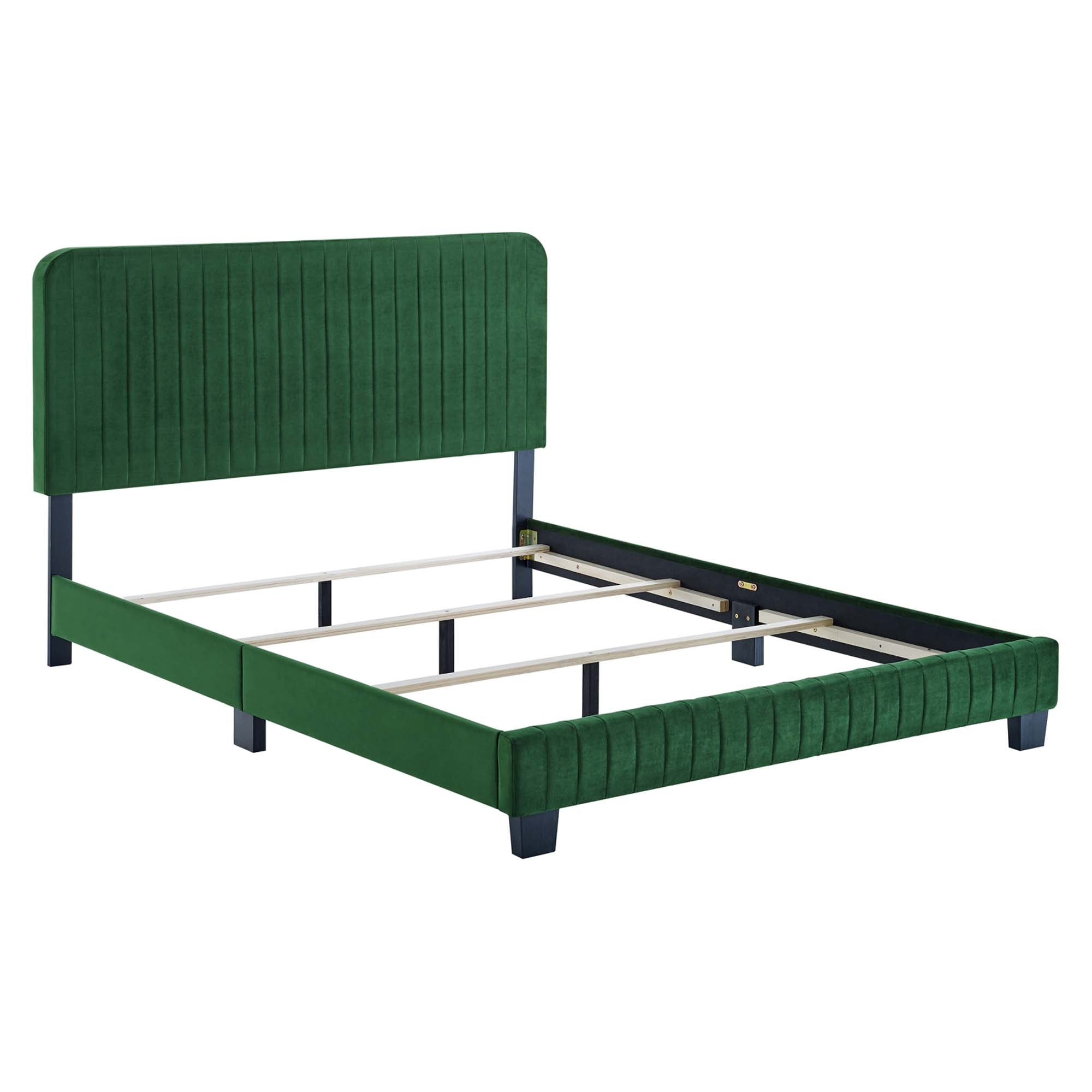 Celine Channel Tufted Performance Velvet Full Bed, Emerald