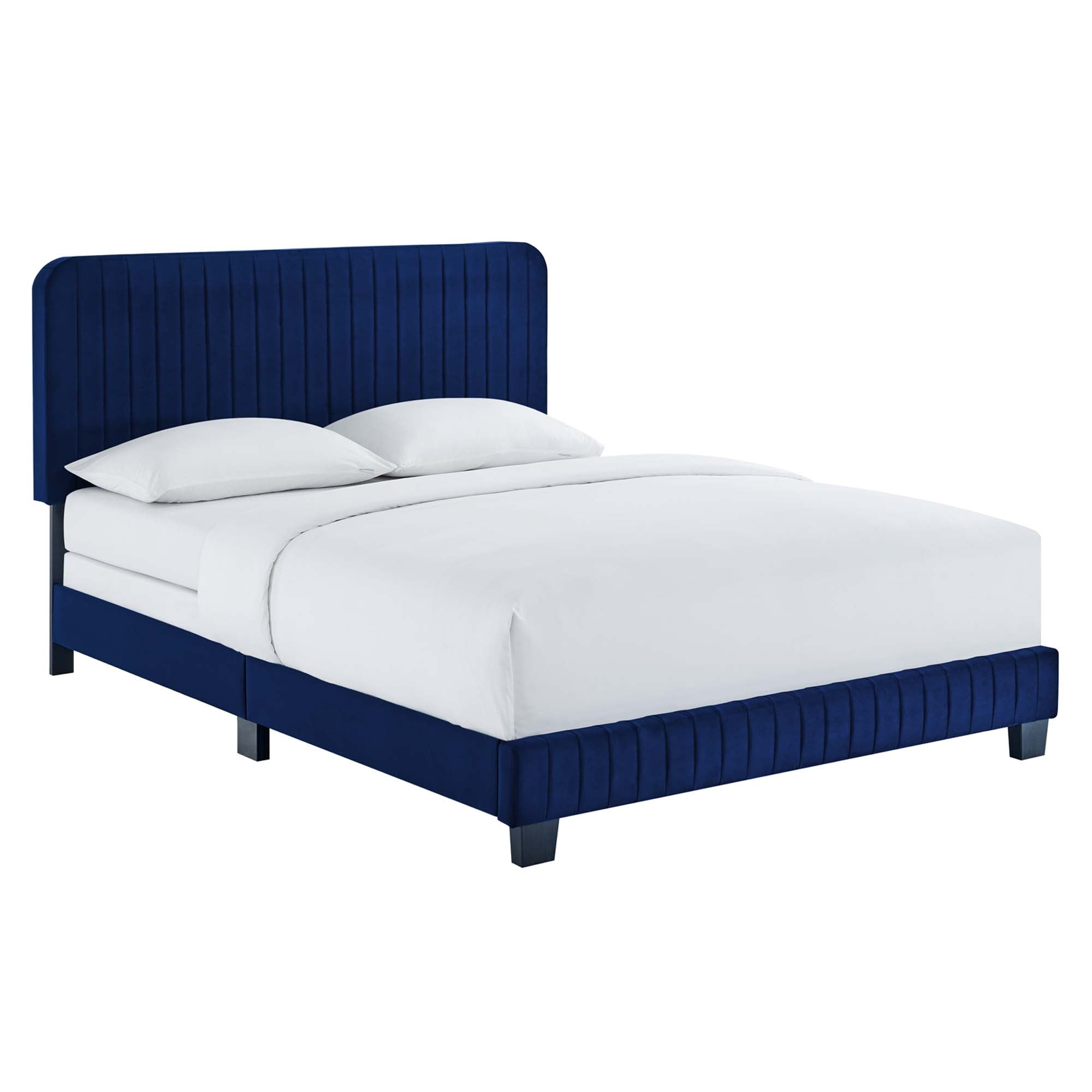 Selora Full Performance Velvet Upholstered Bed – Channel Tufted Headboard Frame