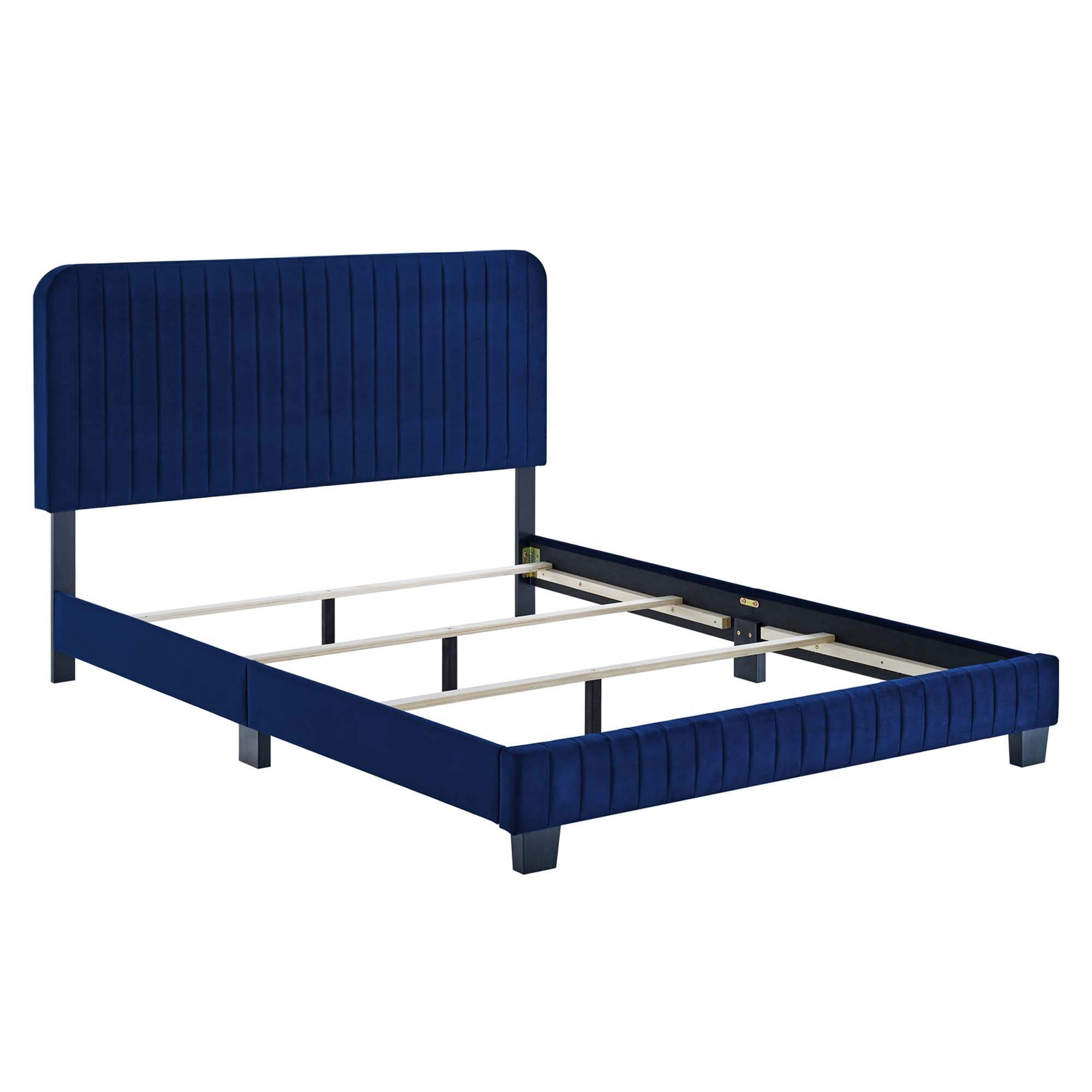 Selora Full Performance Velvet Upholstered Bed – Channel Tufted Headboard Frame