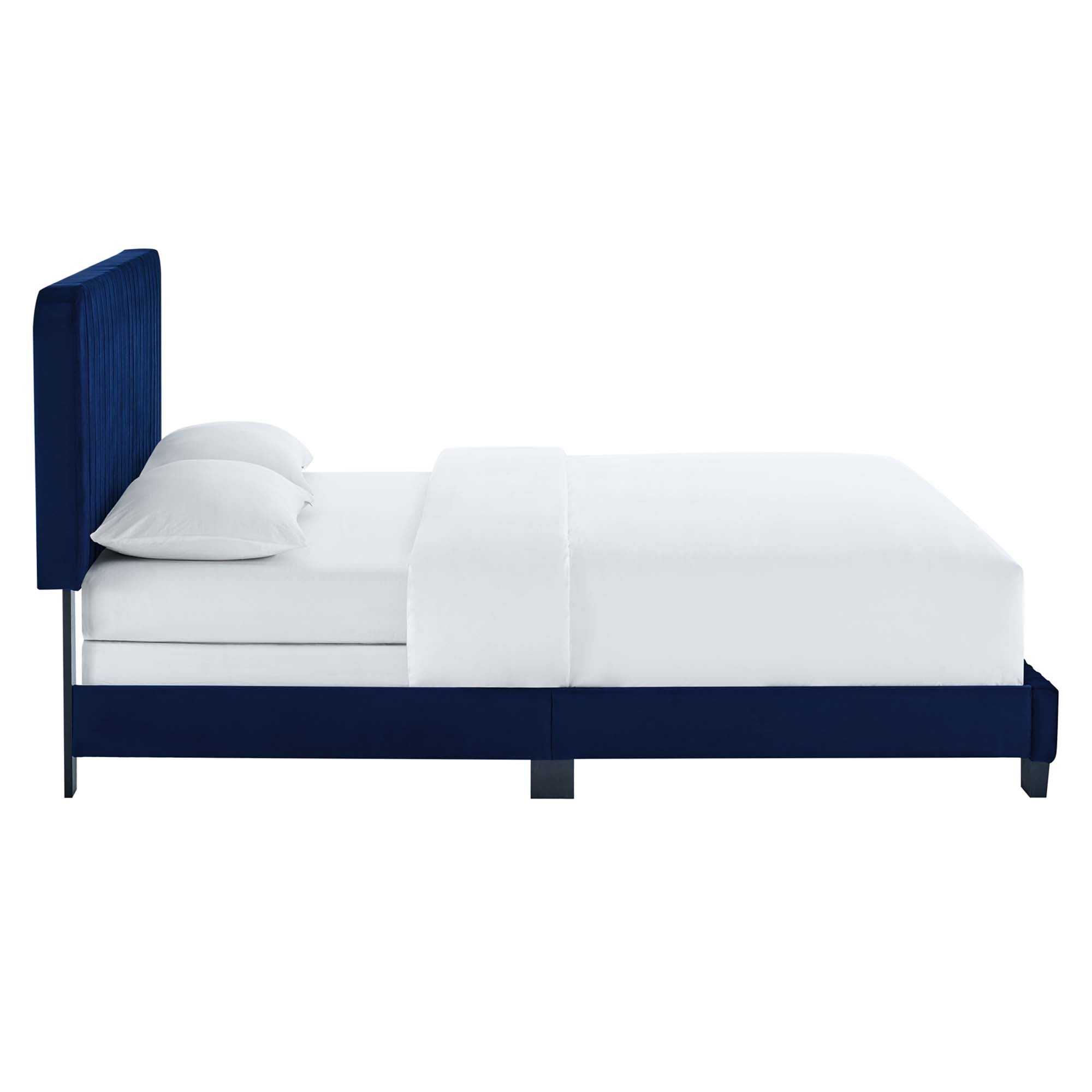 Selora Full Performance Velvet Upholstered Bed – Channel Tufted Headboard Frame