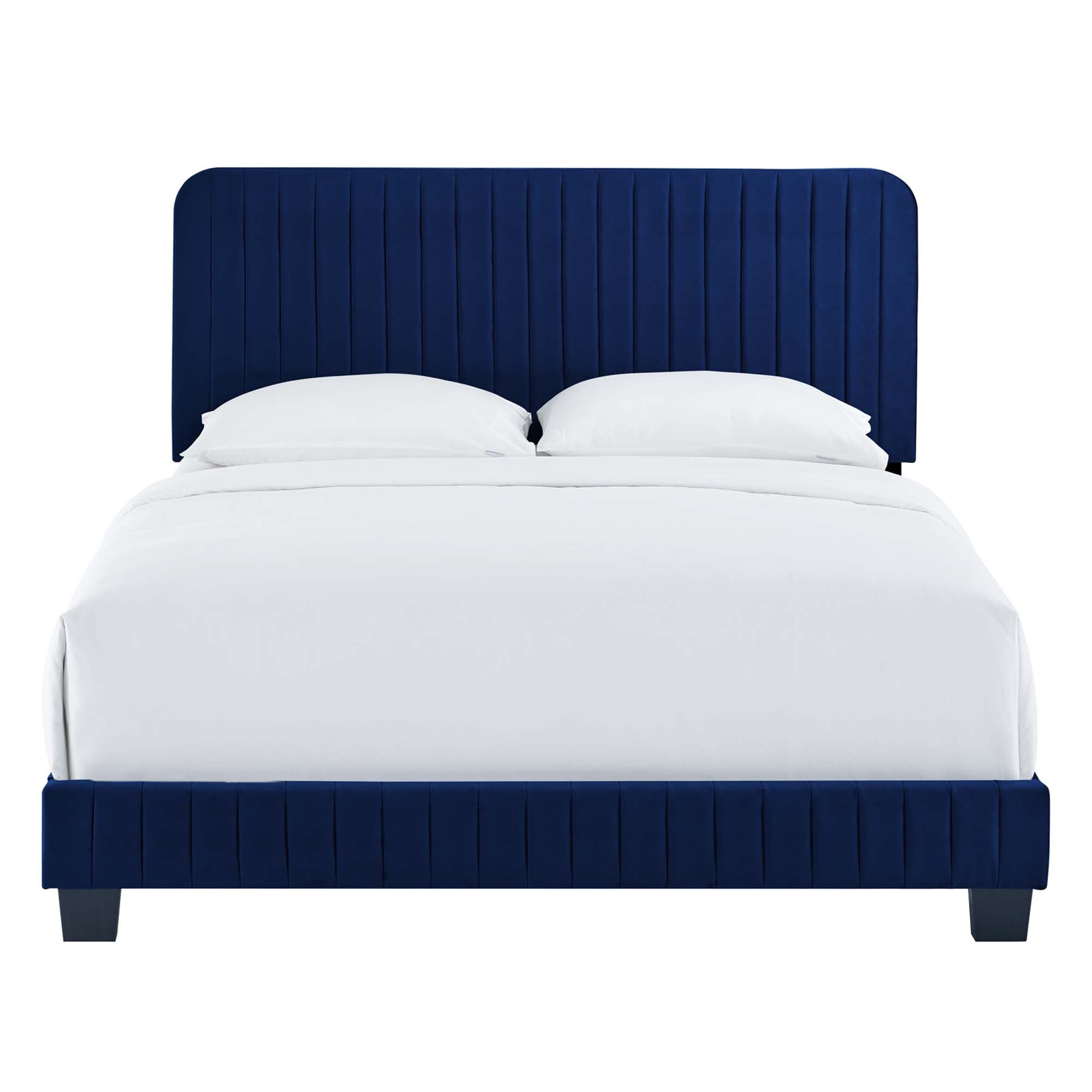 Selora Full Performance Velvet Upholstered Bed – Channel Tufted Headboard Frame