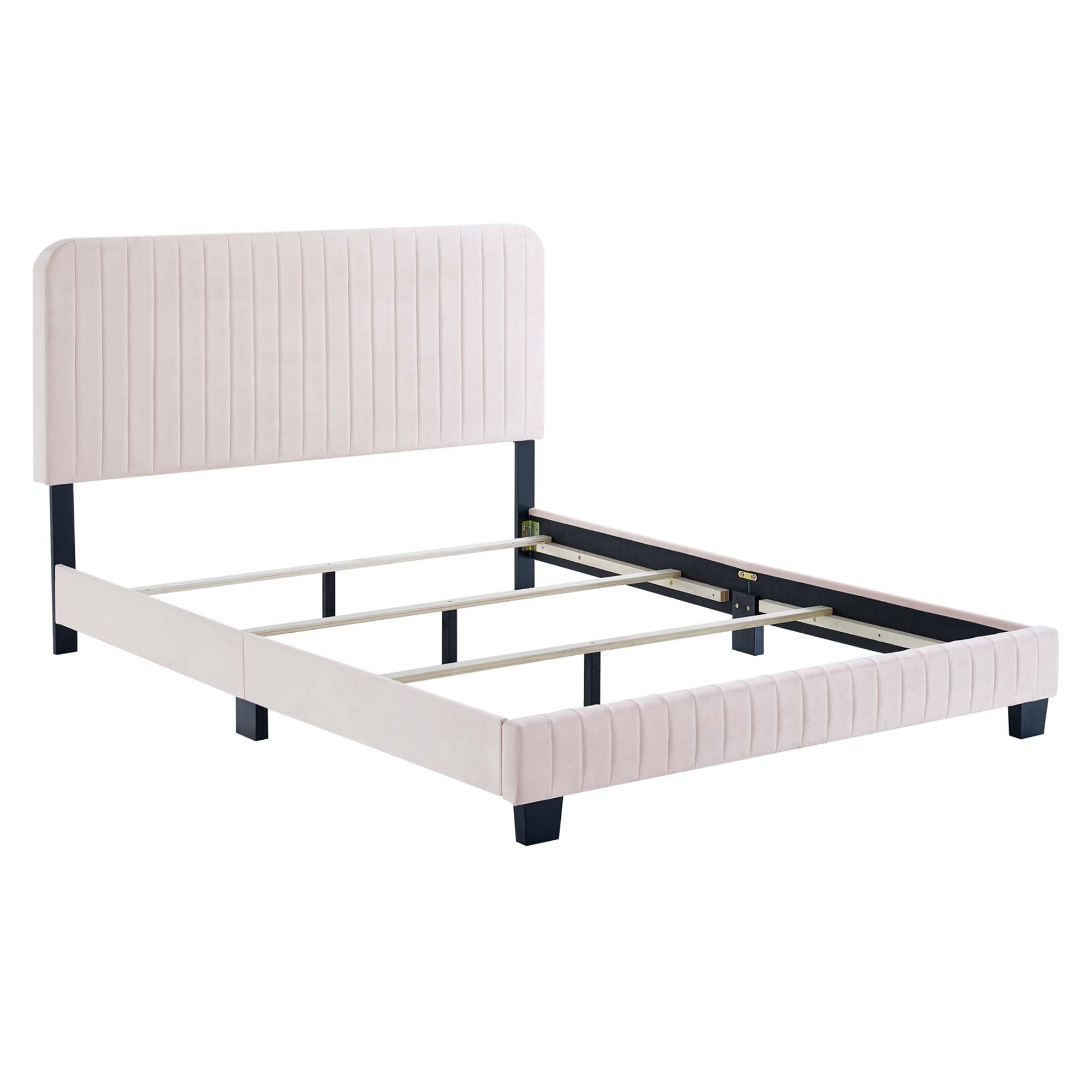 Celine Channel Tufted Performance Velvet Full Bed, Pink