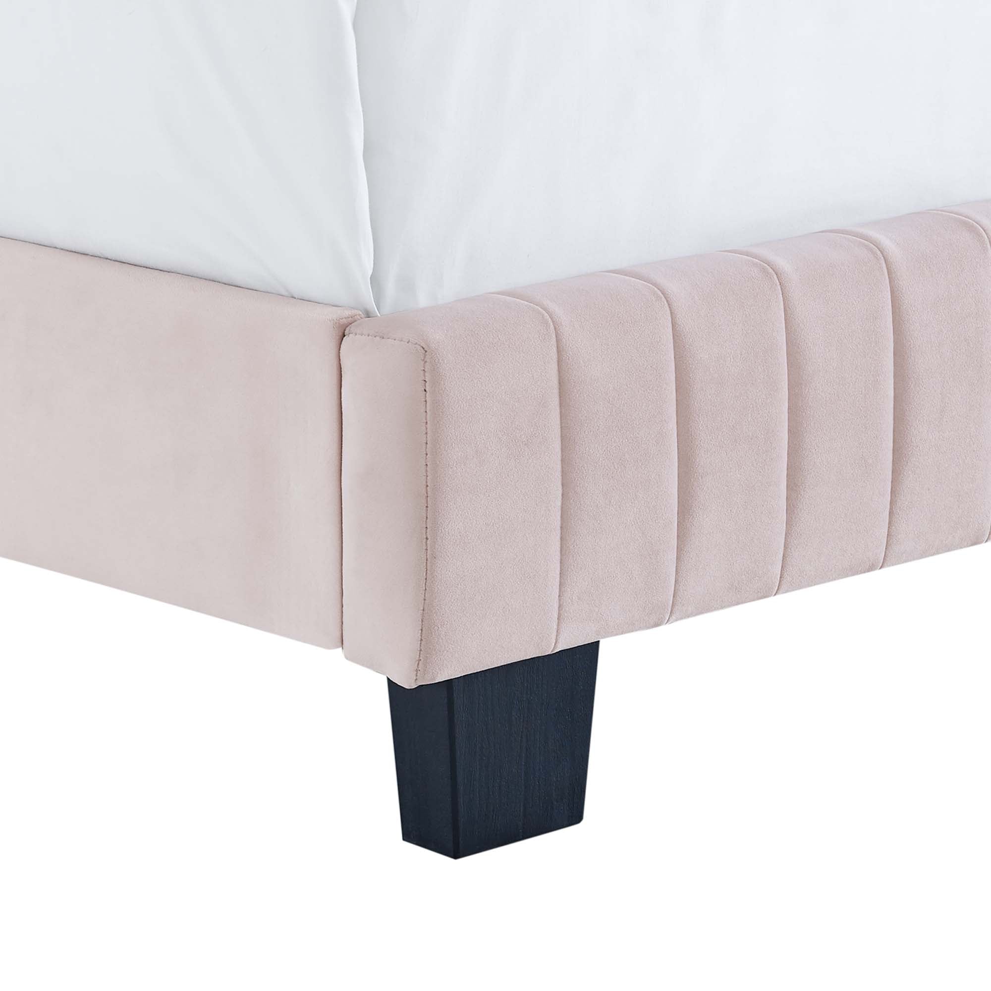 Celine Channel Tufted Performance Velvet Full Bed, Pink