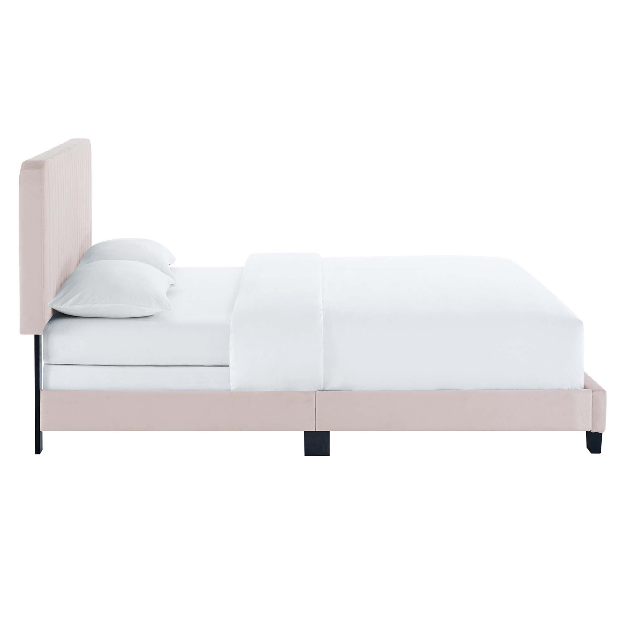 Celine Channel Tufted Performance Velvet Full Bed, Pink