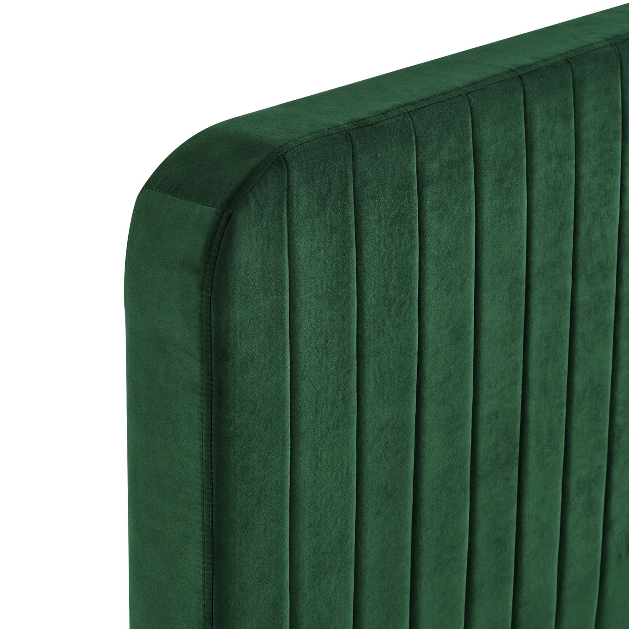 Celine Channel Tufted Performance Velvet King Platform Bed, Emerald