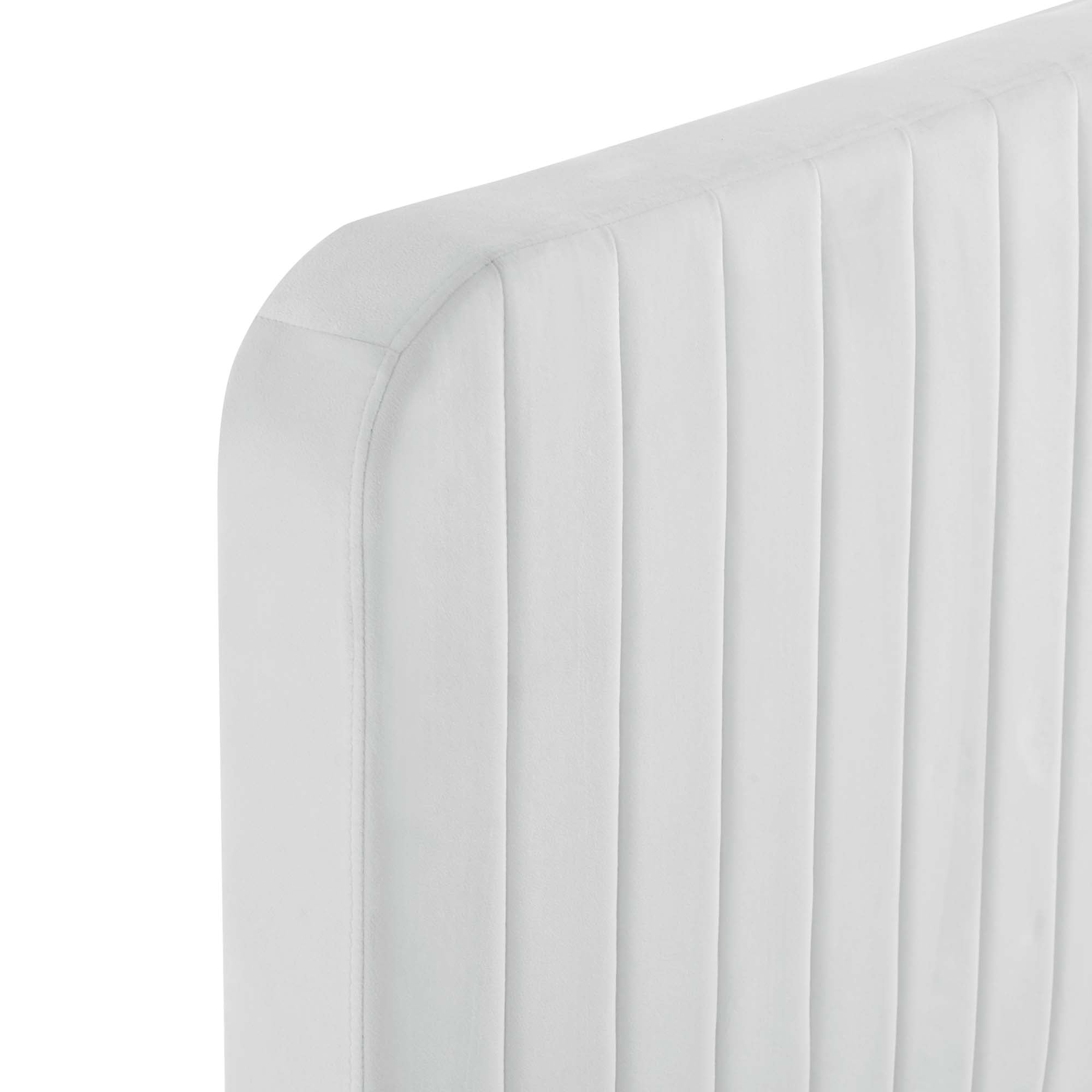 Ulmar King Channel Tufted Platform Bed – White Performance Velvet Upholstery