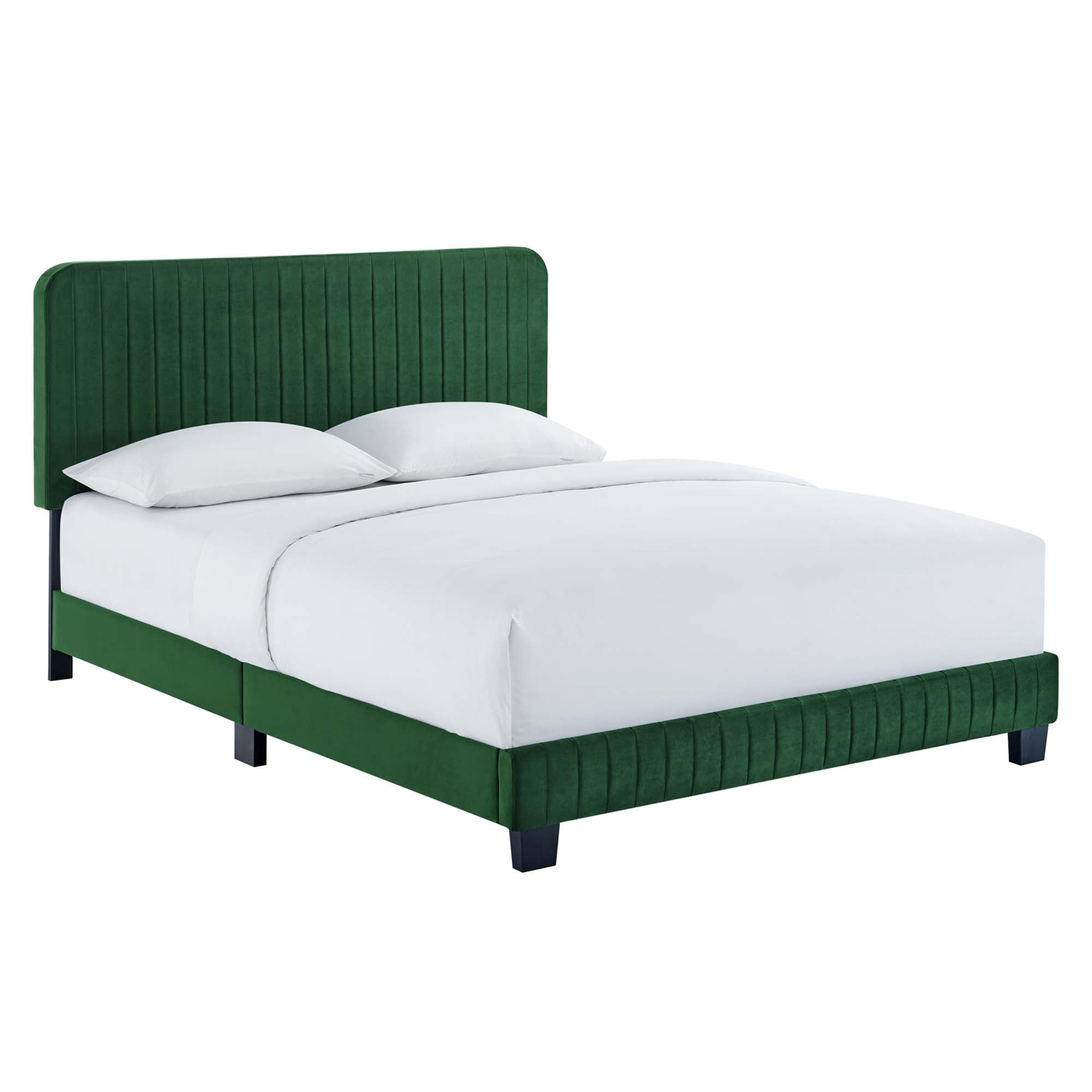 Wynter Grey Channel Tufted Performance Velvet Full Platform Bed – No Box Spring Needed