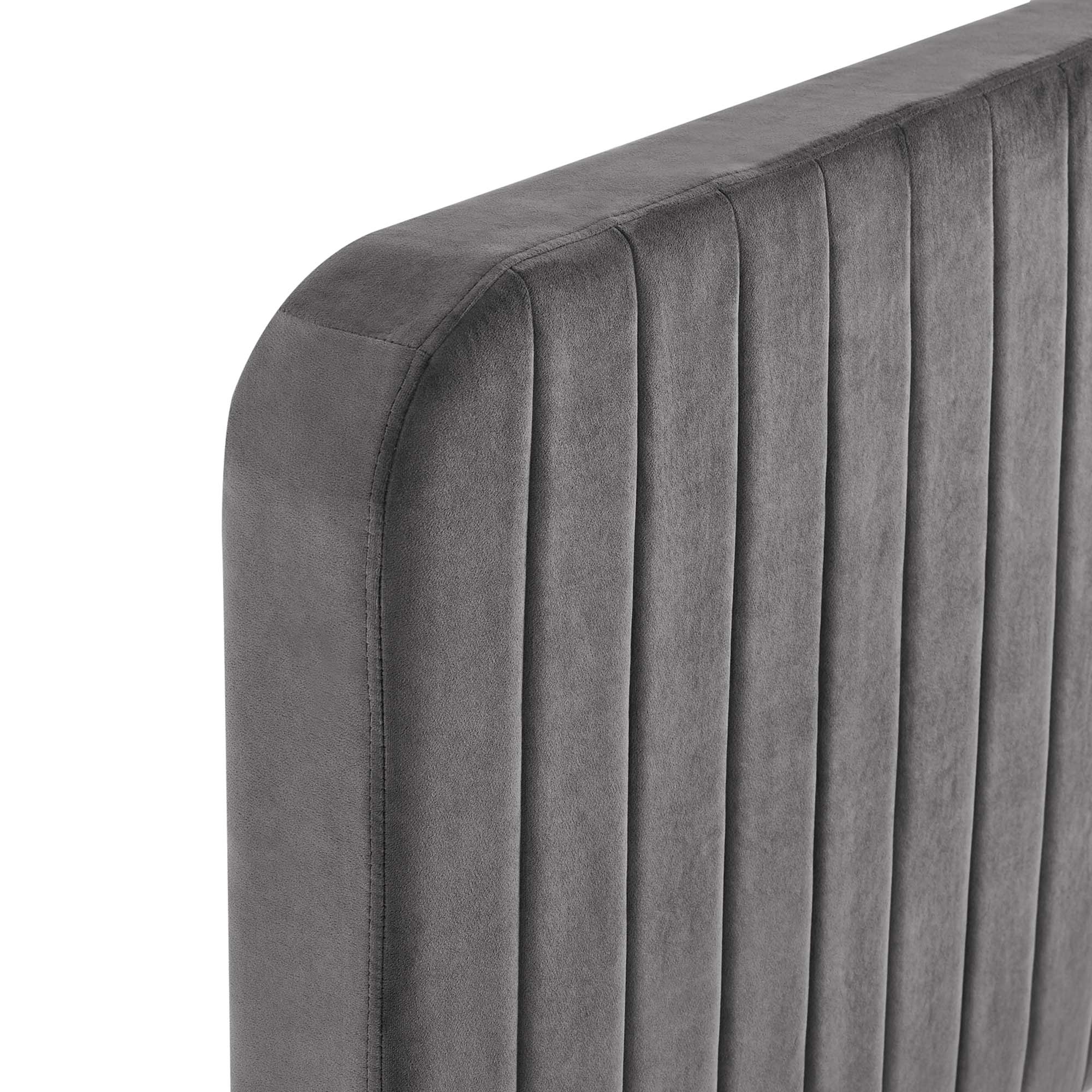 Wynter Grey Channel Tufted Performance Velvet Full Platform Bed – No Box Spring Needed