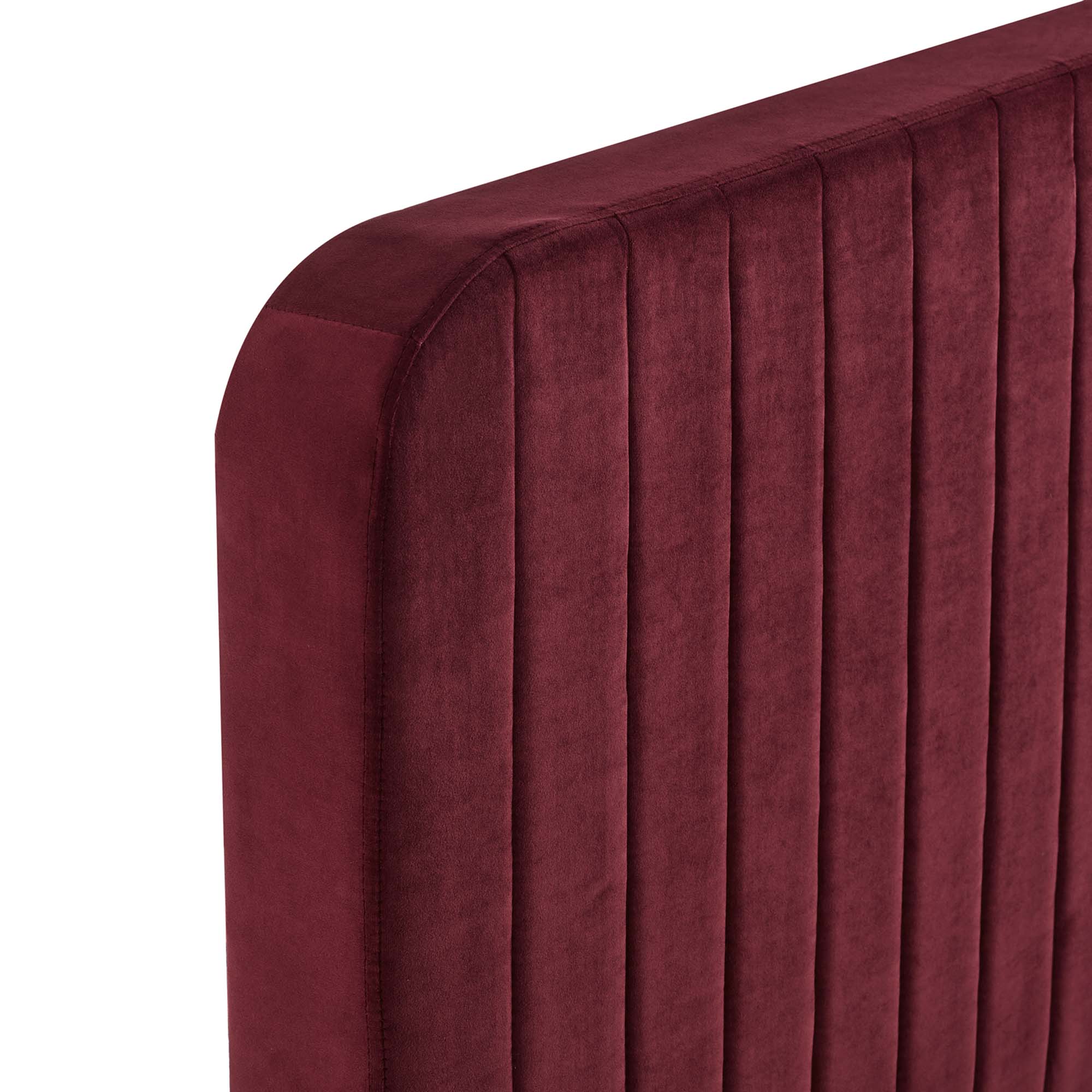 Teryn Maroon Twin Platform Bed – Channel Tufted Performance Velvet with Wood Slats