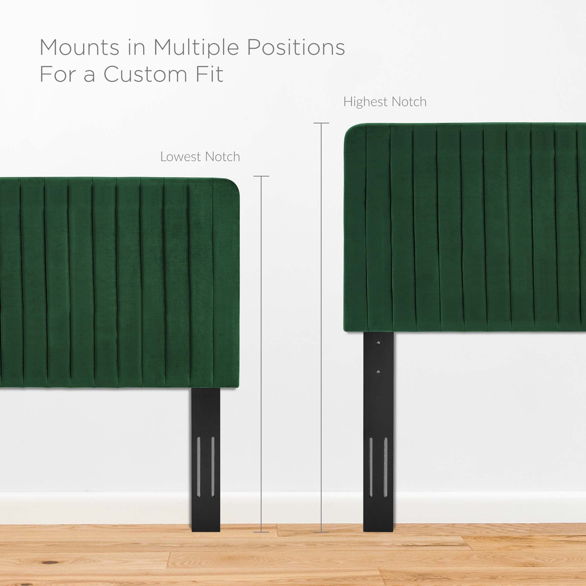 Milenna Channel Tufted Performance Velvet King/California King Headboard, Emerald