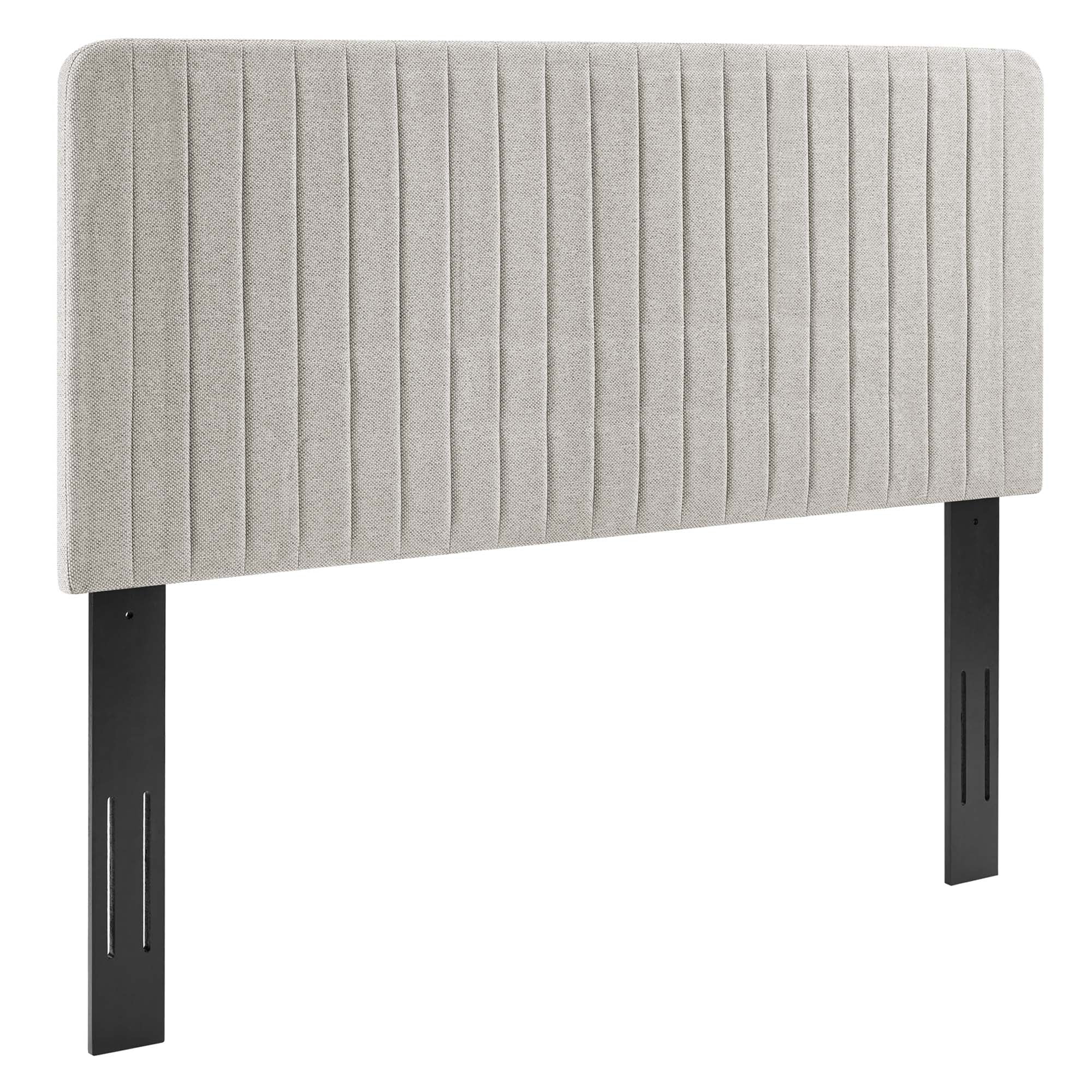 Milenna Channel Tufted Upholstered Fabric King/California King Headboard, Oatmeal