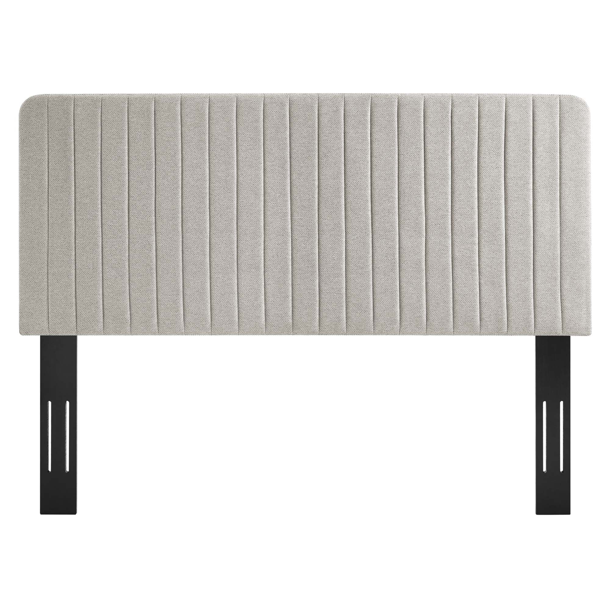 Milenna Channel Tufted Upholstered Fabric King/California King Headboard, Oatmeal