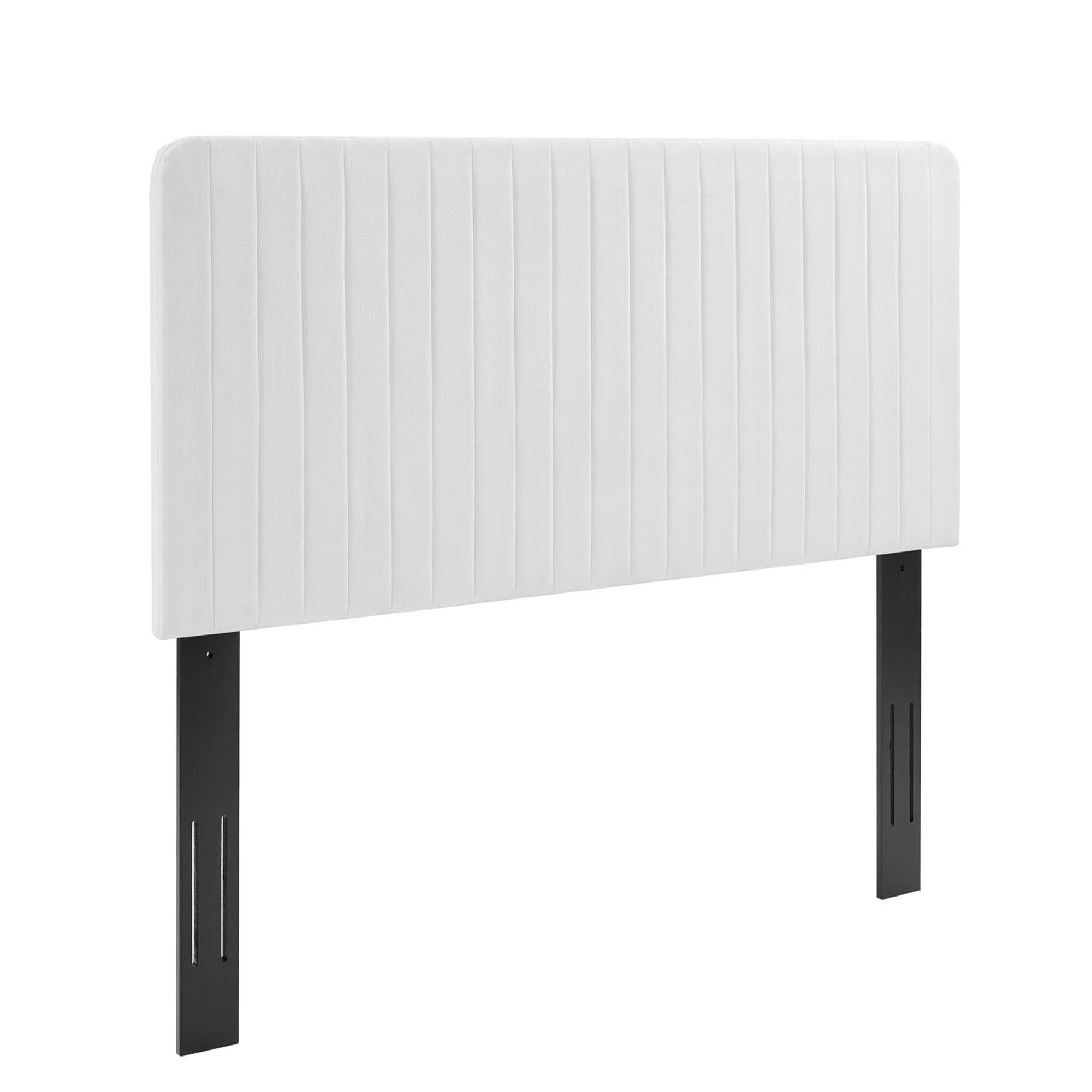 Milenna Channel Tufted Upholstered Fabric King/California King Headboard, White