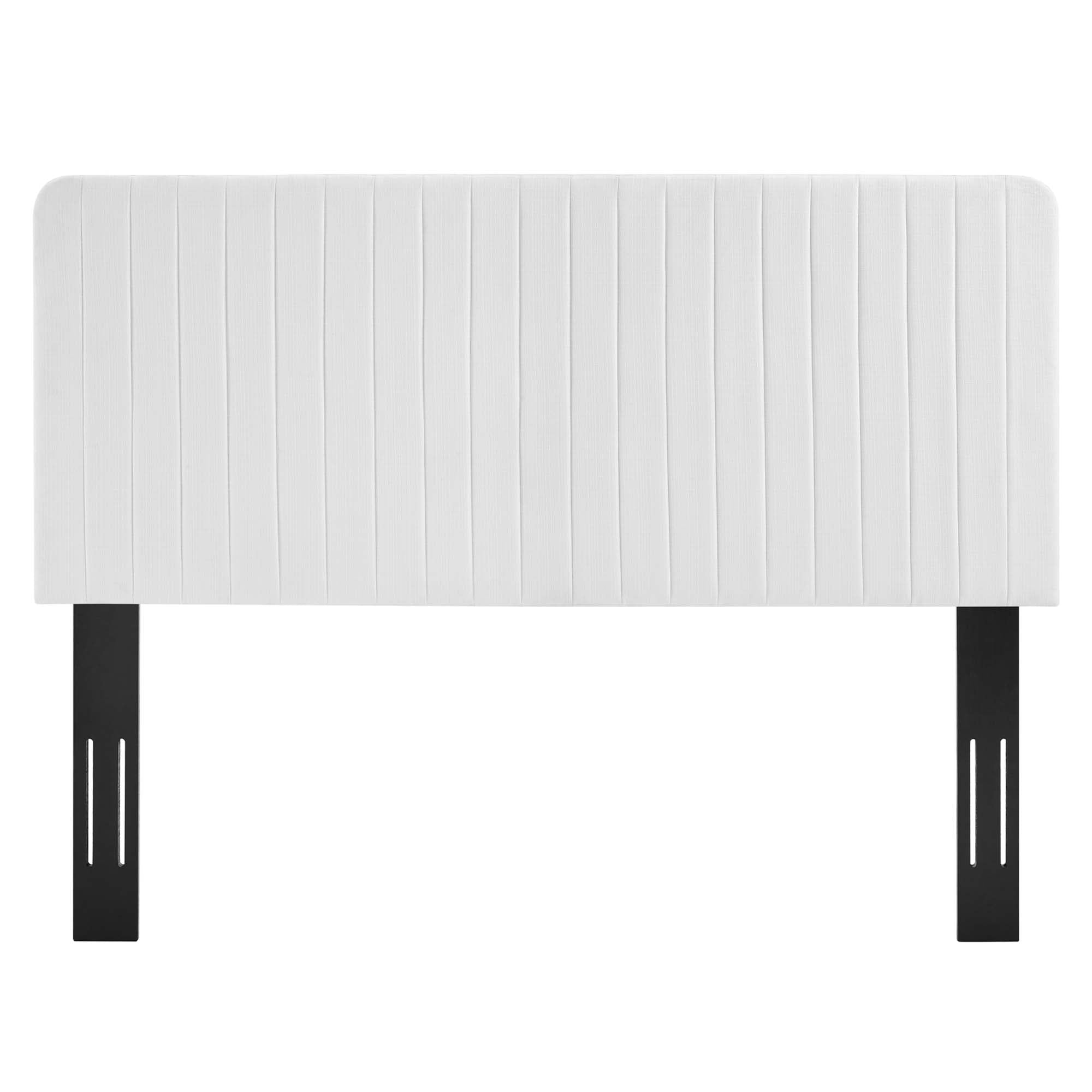 Milenna Channel Tufted Upholstered Fabric King/California King Headboard, White