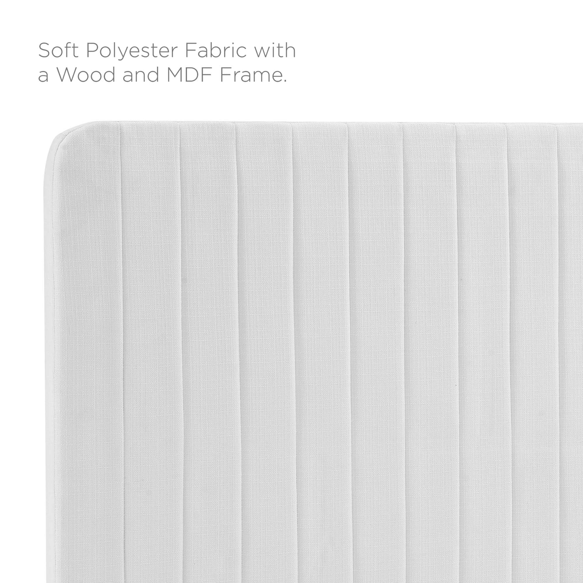 Milenna Channel Tufted Upholstered Fabric King/California King Headboard, White