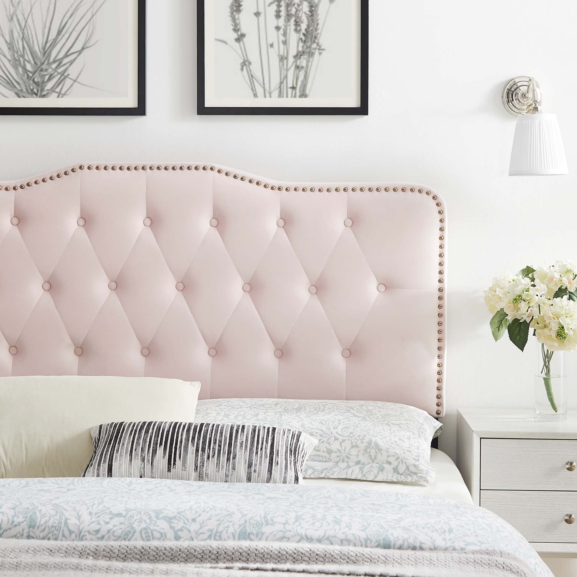 Sophia Tufted Performance Velvet Twin Headboard, Pink