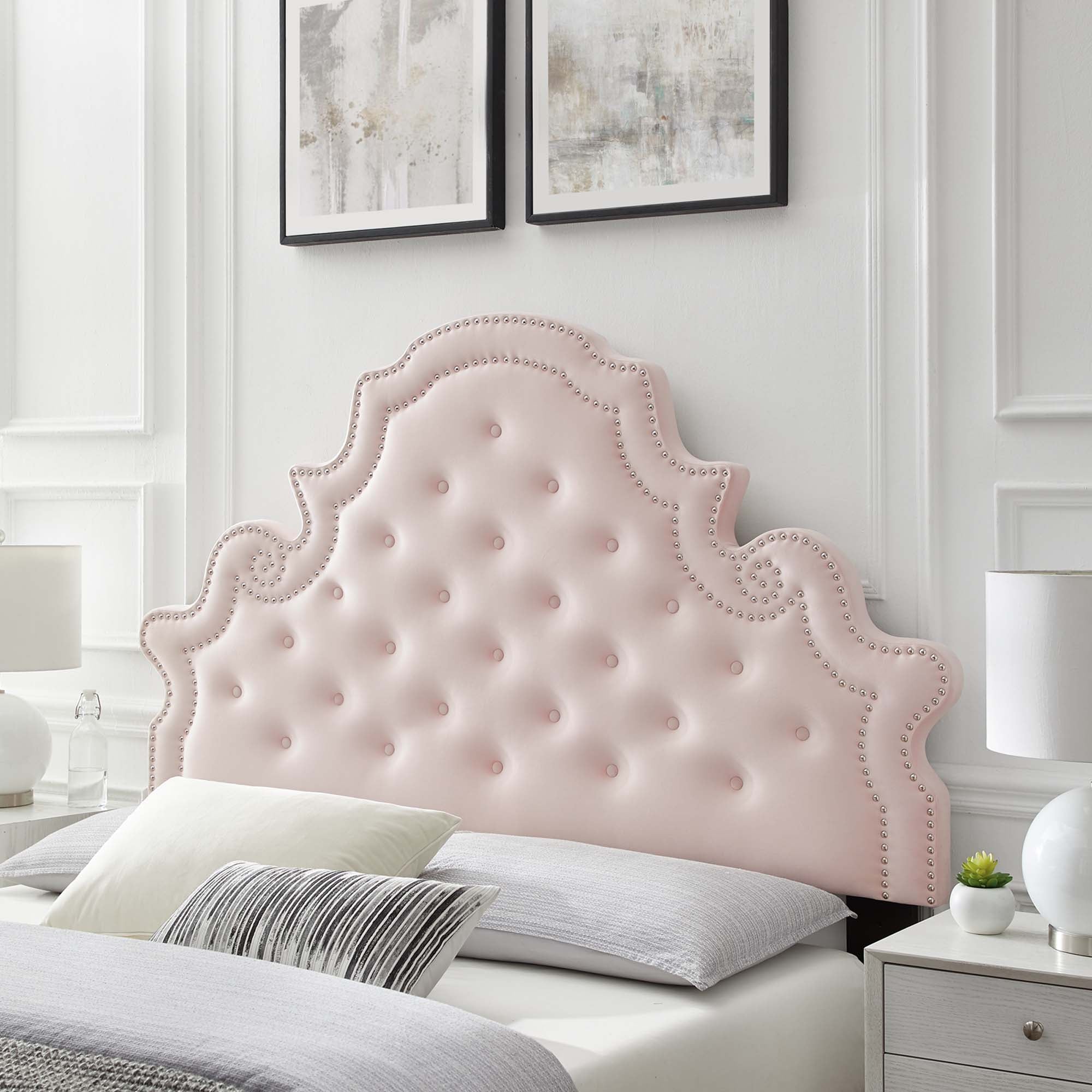 Diana Tufted Performance Velvet Full/Queen Headboard, Pink