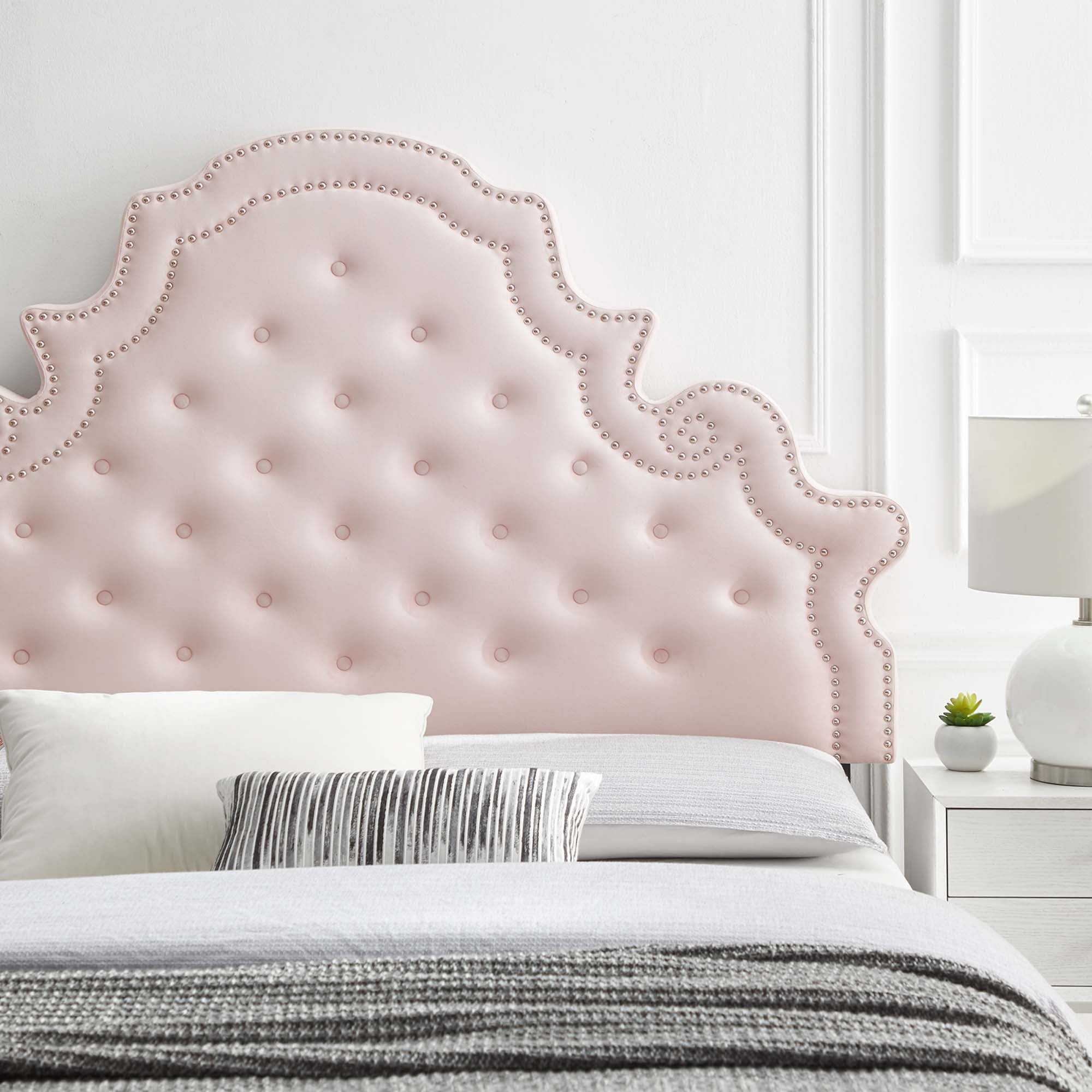 Diana Tufted Performance Velvet Full/Queen Headboard, Pink