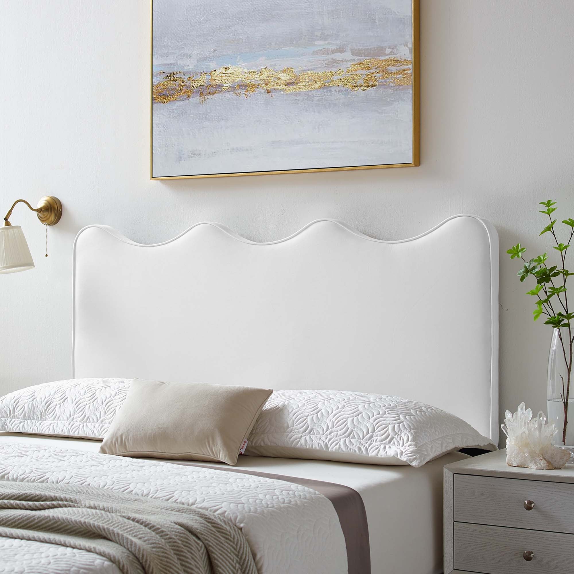 Athena Performance Velvet Twin Headboard, White