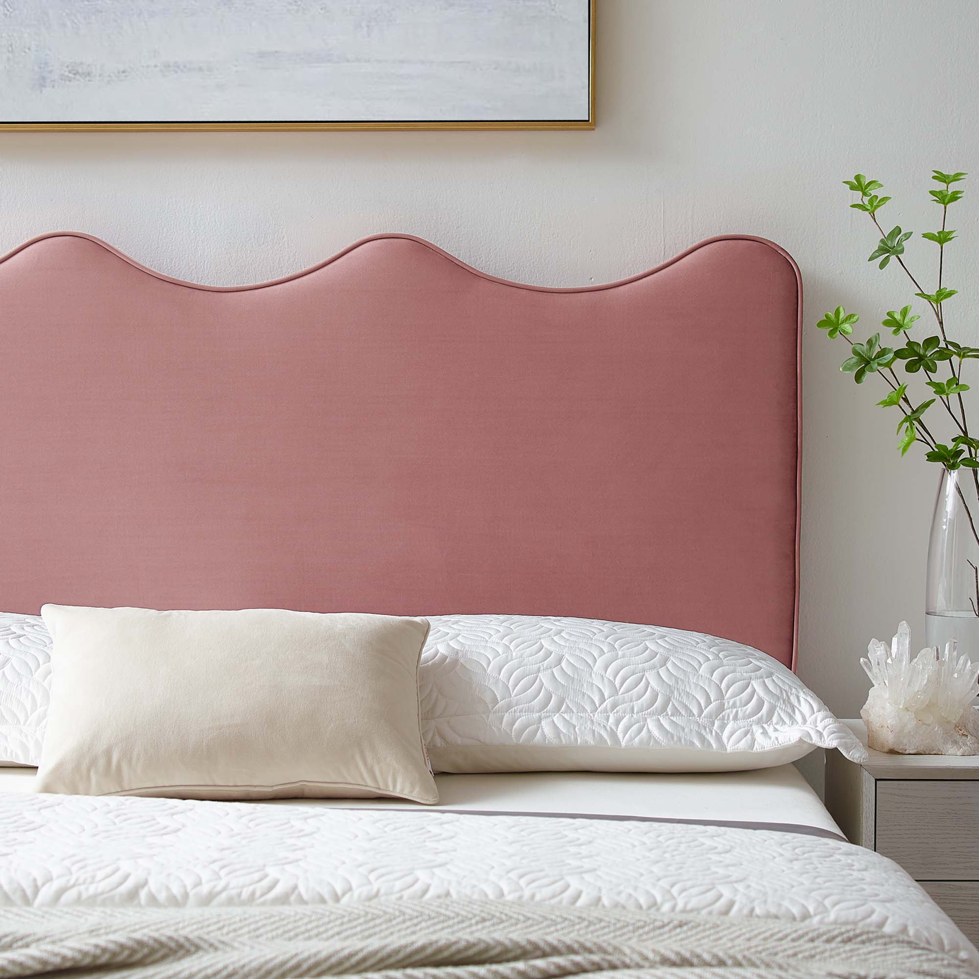 Athena Performance Velvet Full/Queen Headboard, Dusty Rose