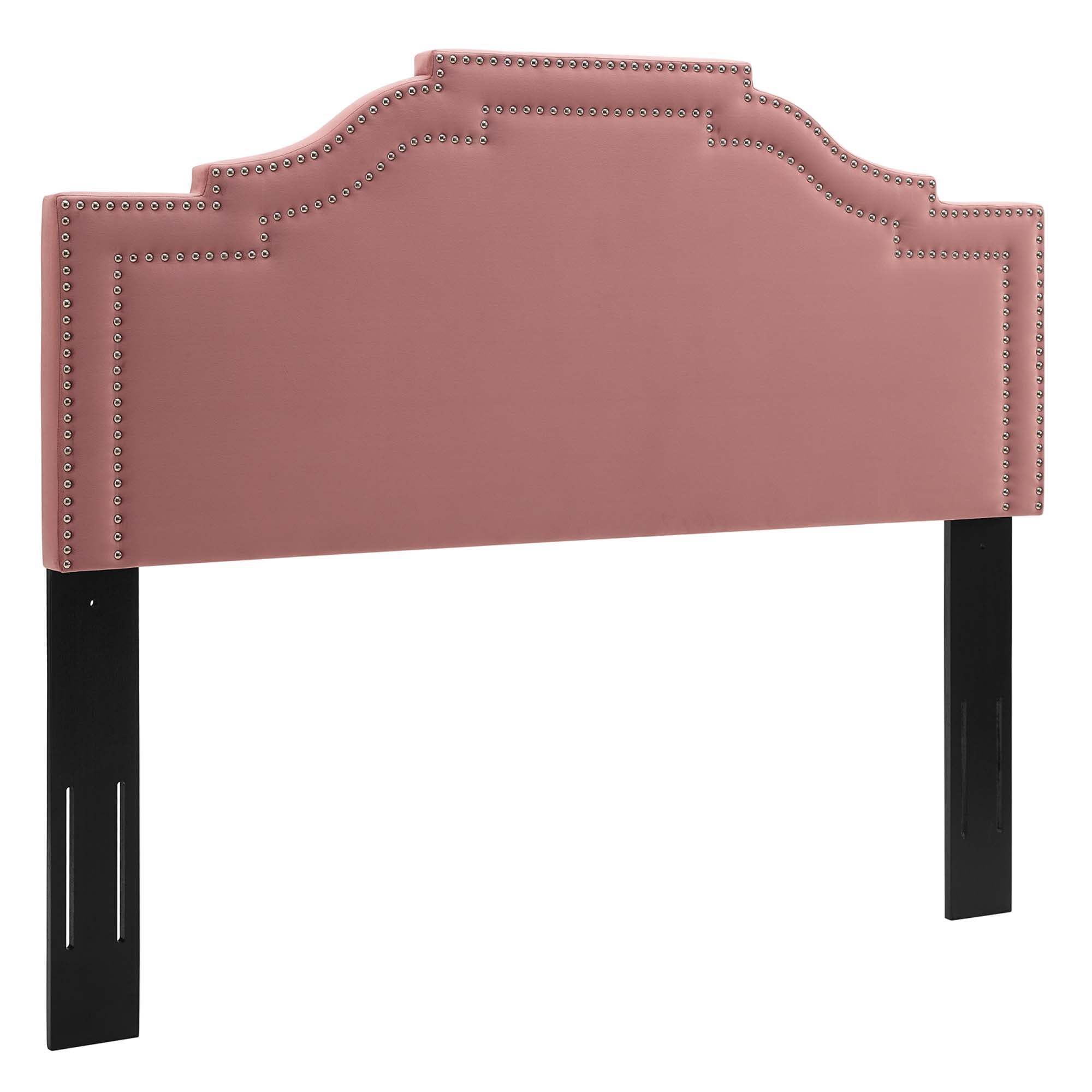Mori Adelaide Collection Queen Platform Bed in Dusty Rose Velvet – Chic Button-Tufted Headboard