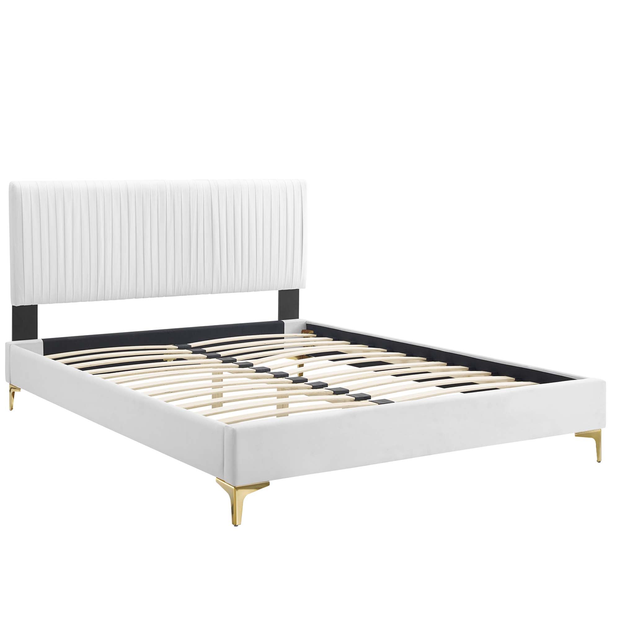 Peyton White Performance Velvet Queen Platform Bed