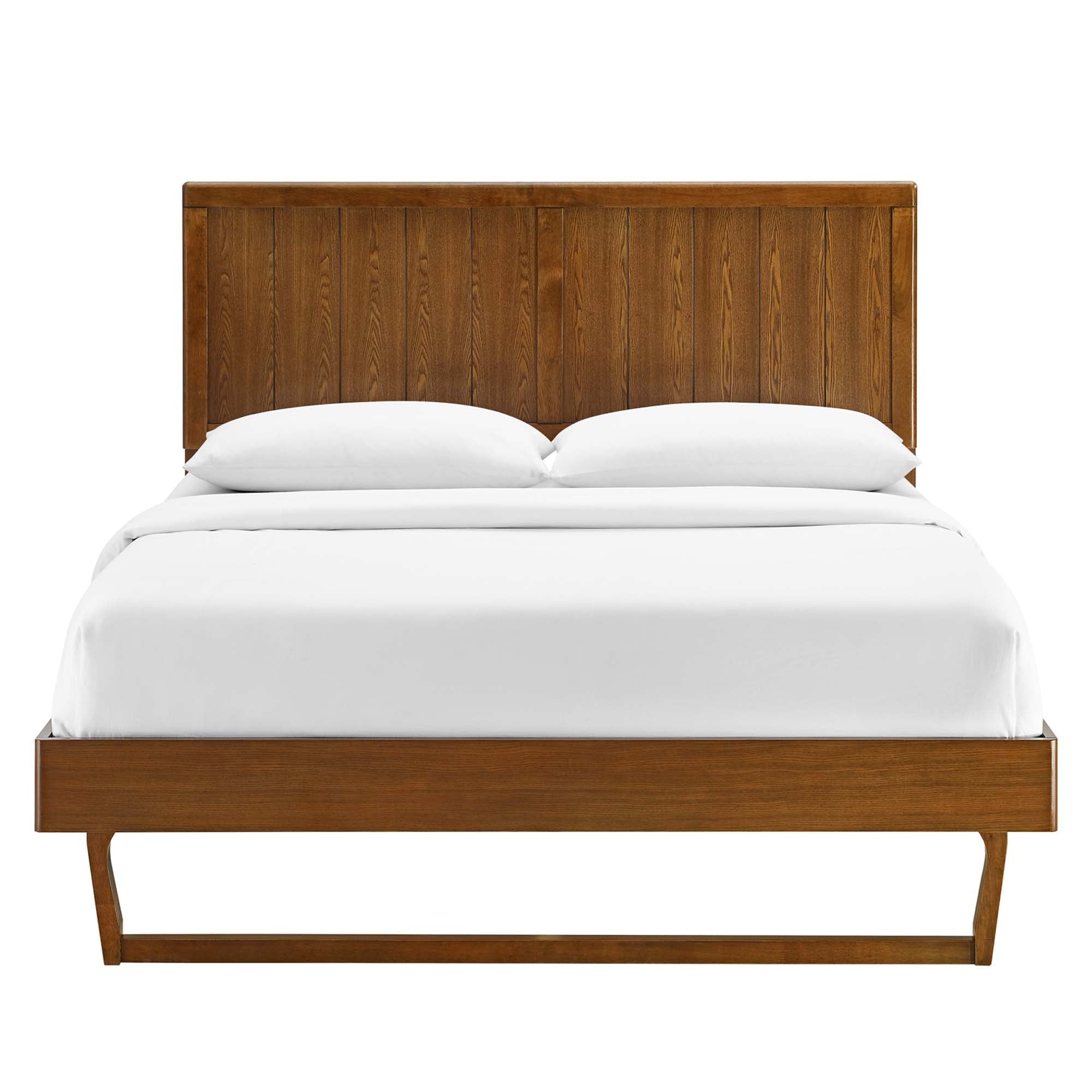 Vasco Alana Collection Full Walnut Wooden Bed Modern Platform Design with Splayed Legs