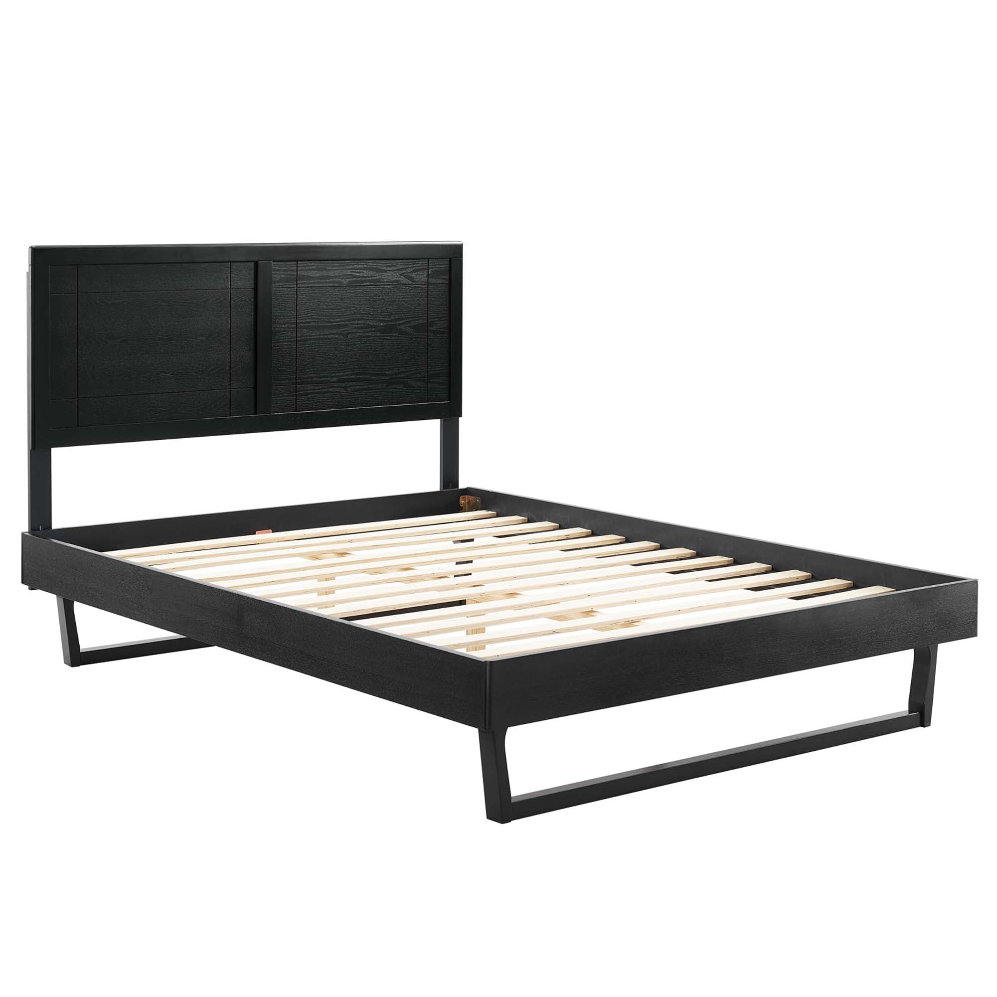 Raleigh Full Size Wood Platform Bed with Headboard – Window Pane Design