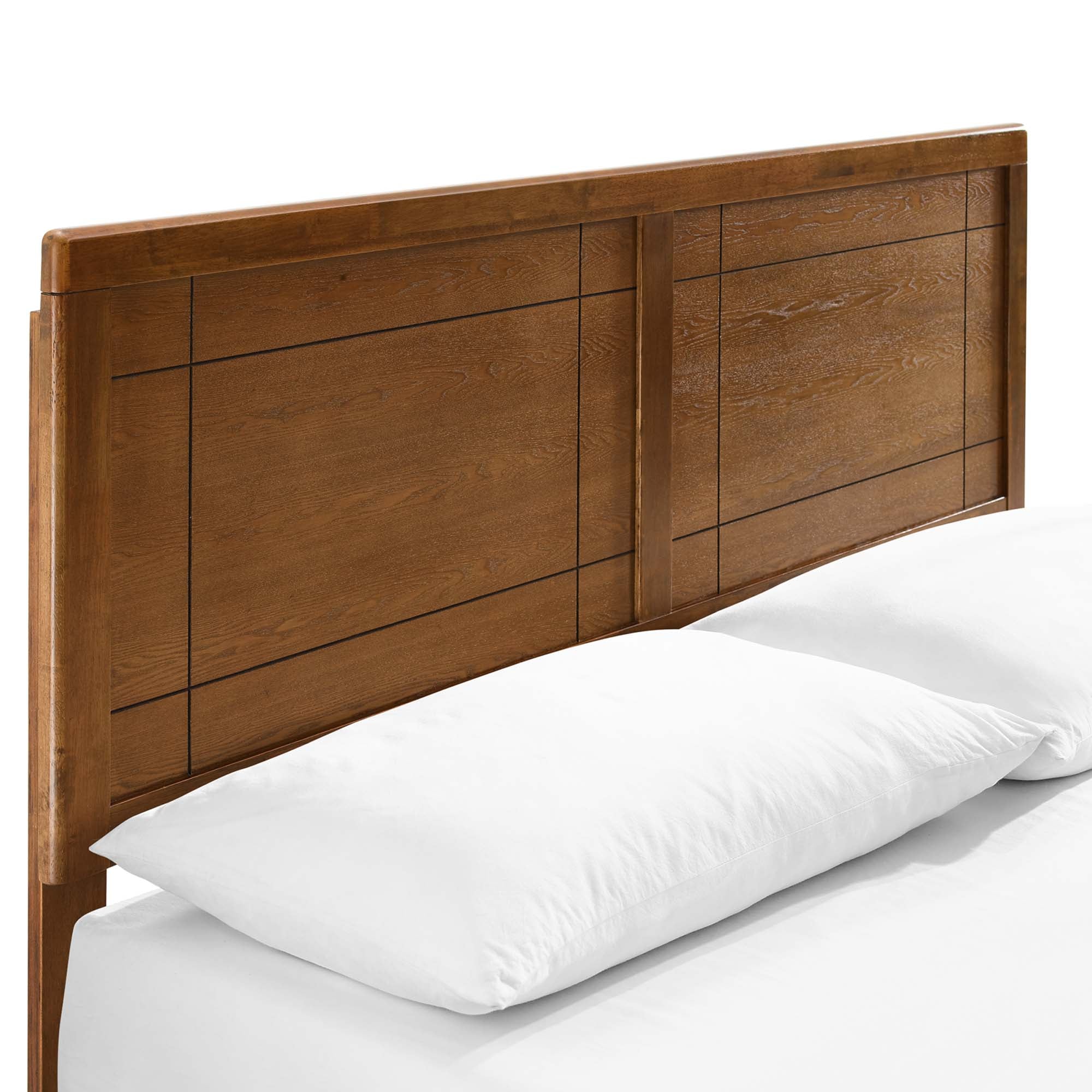 Marlee Wood King Platform Bed With Splayed Legs, Walnut