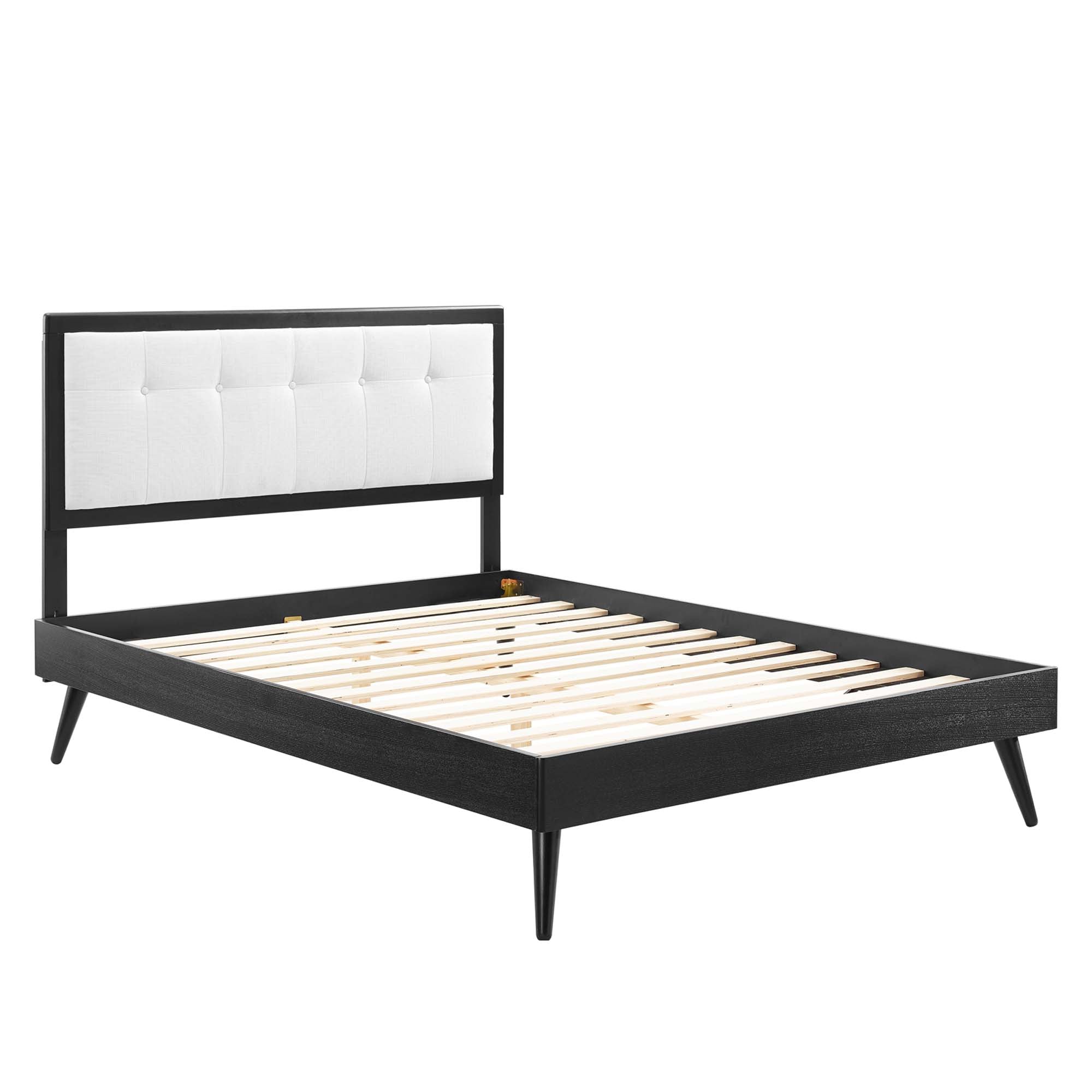 Willow Wood King Platform Bed With Splayed Legs, Black White