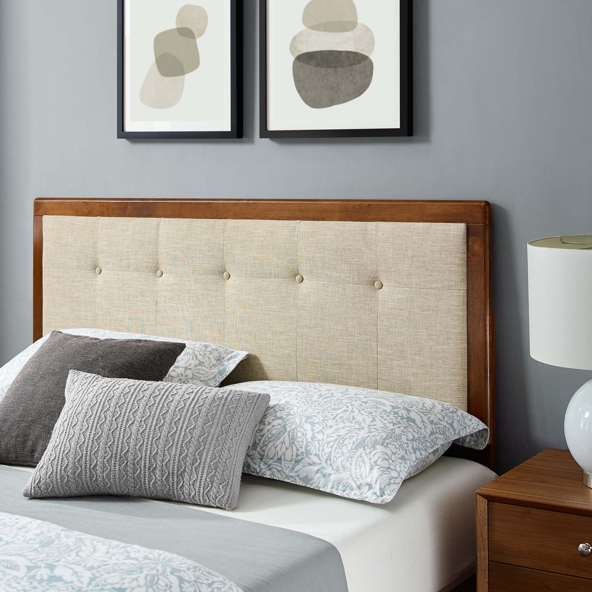 Eli King Solid Wood Platform Bed – Heavy Capacity Tufted Headboard