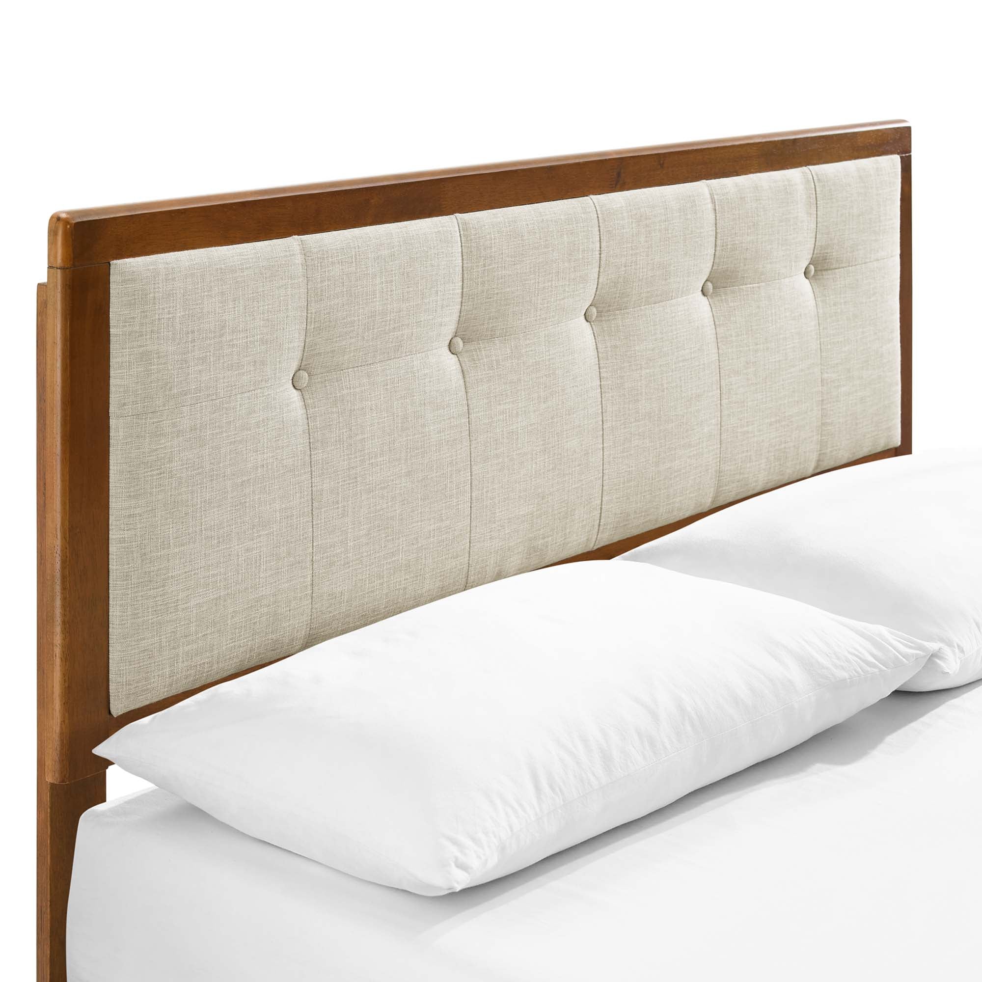 Eli King Solid Wood Platform Bed Heavy Capacity Tufted Headboard