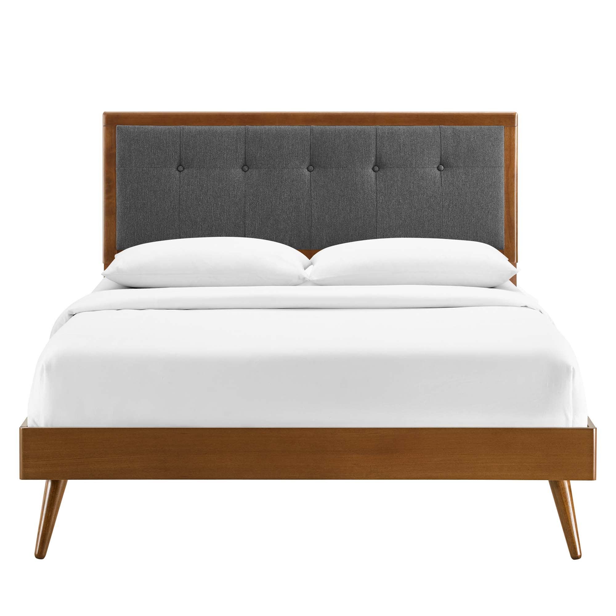 Willow Wood King Platform Bed With Splayed Legs, Walnut Charcoal